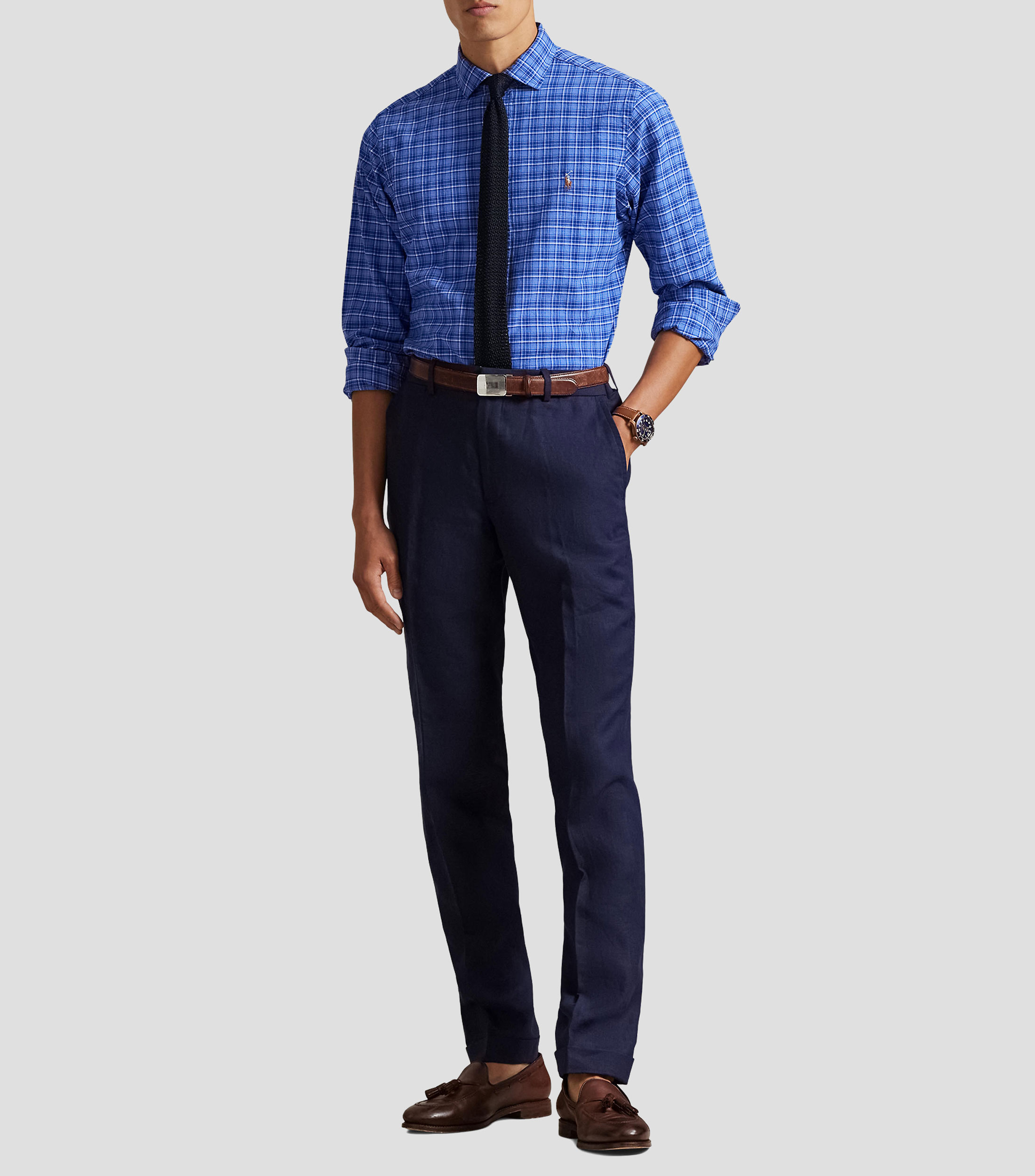 Camisa cuadros manga larga Hombre