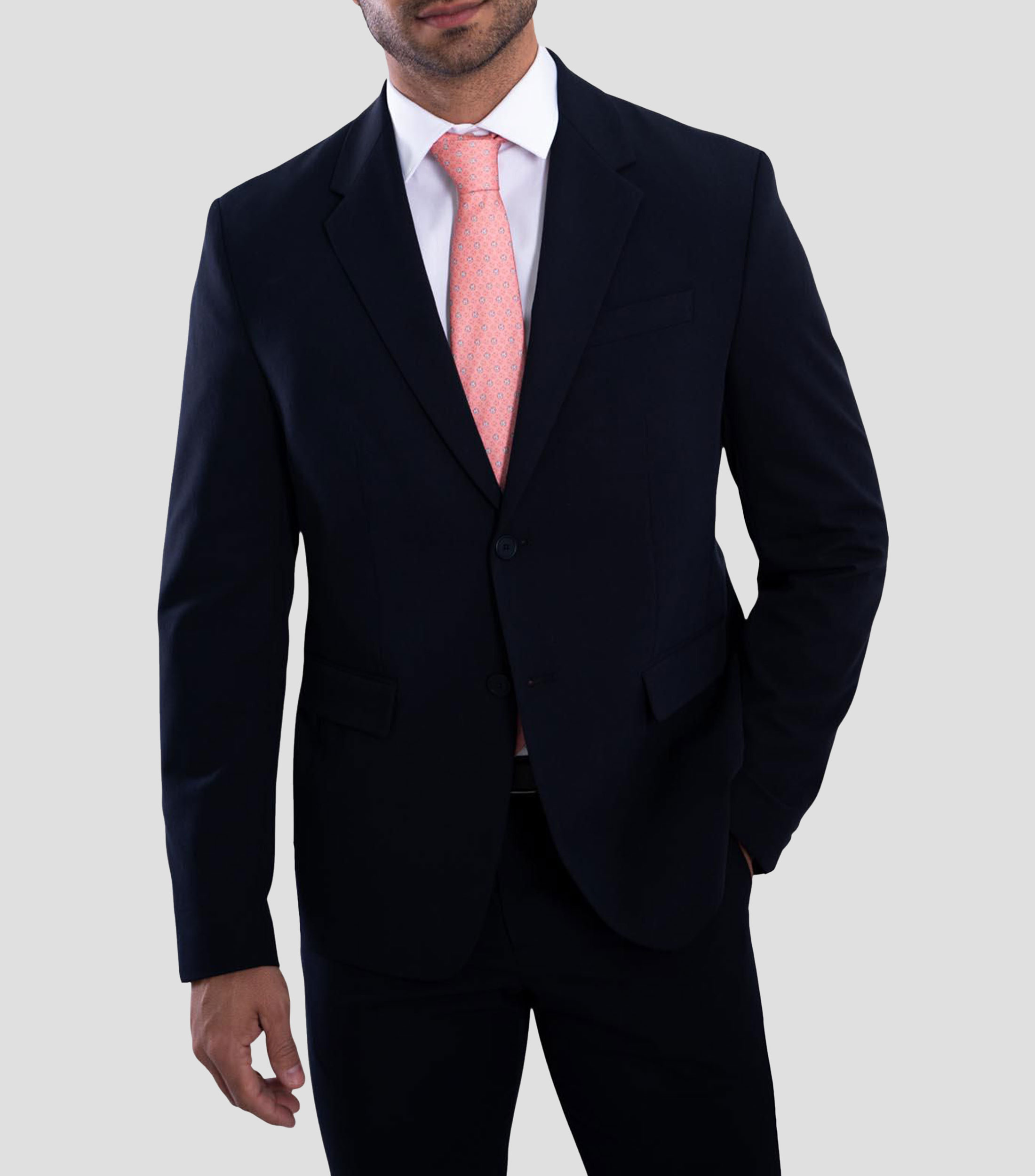 Corbata ancha de seda coral estampada