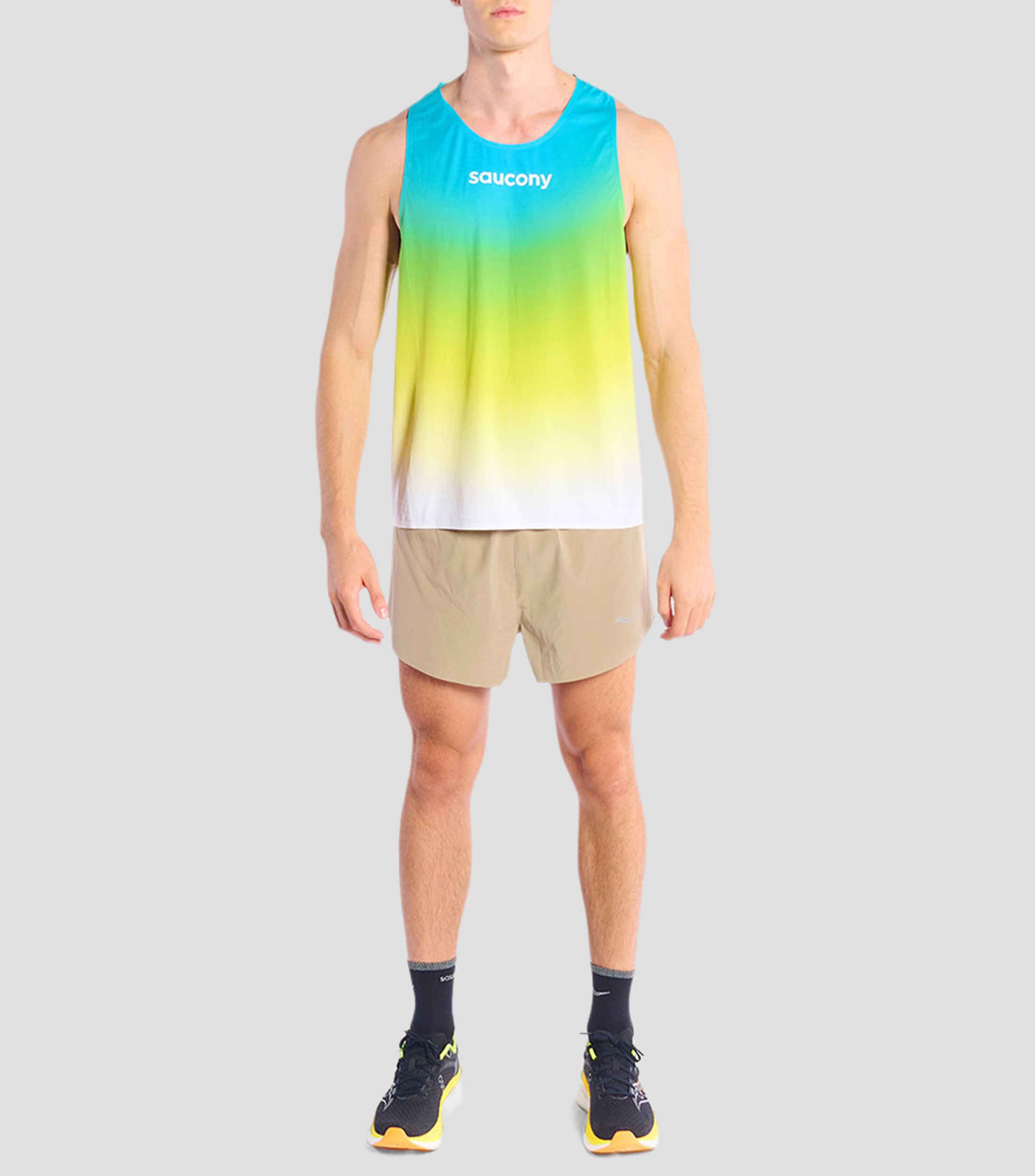 Playera para correr Endorphin cuello redondo sin mangas con microdiseño Hombre