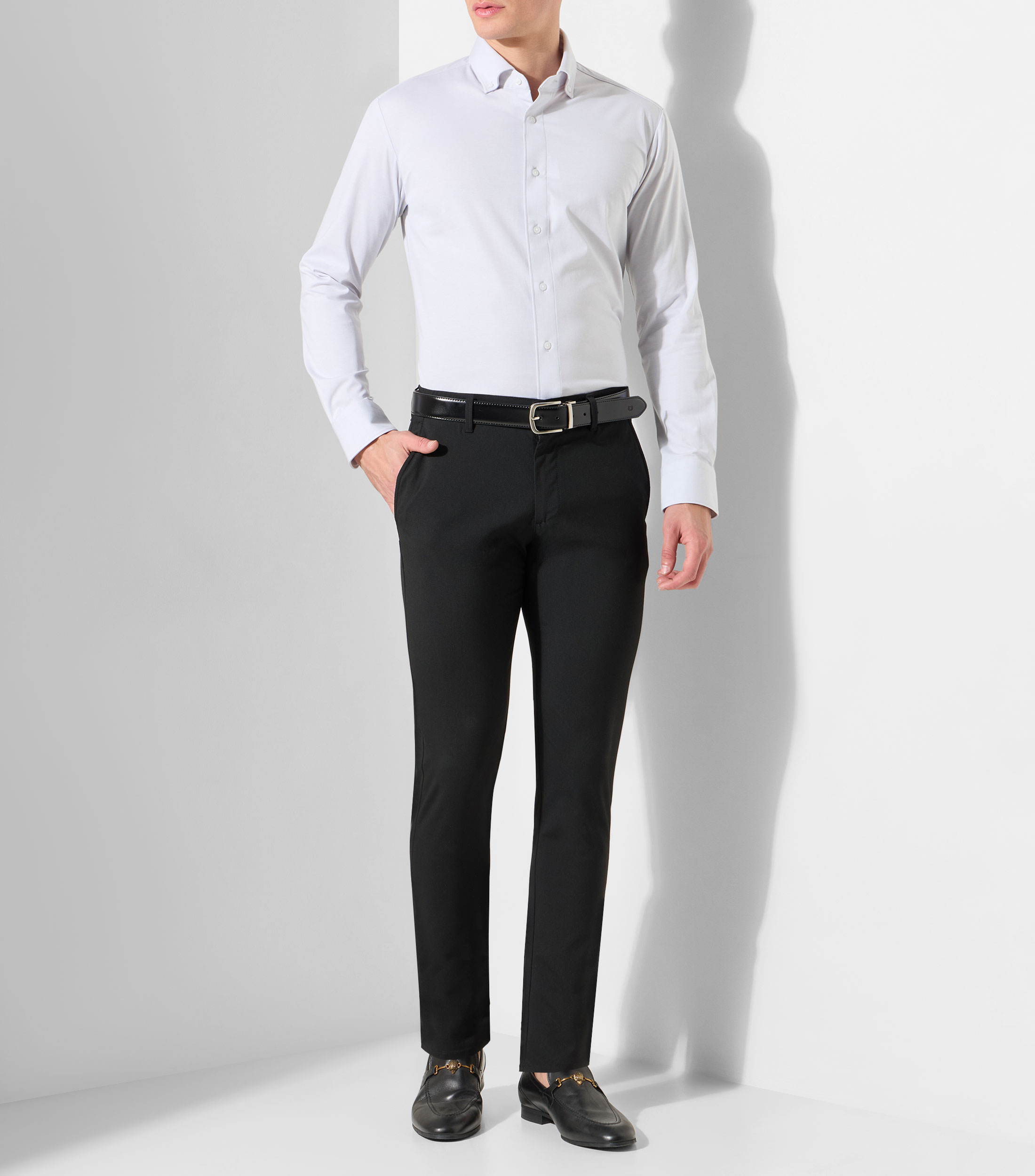 Camisa lisa con manga larga Hombre