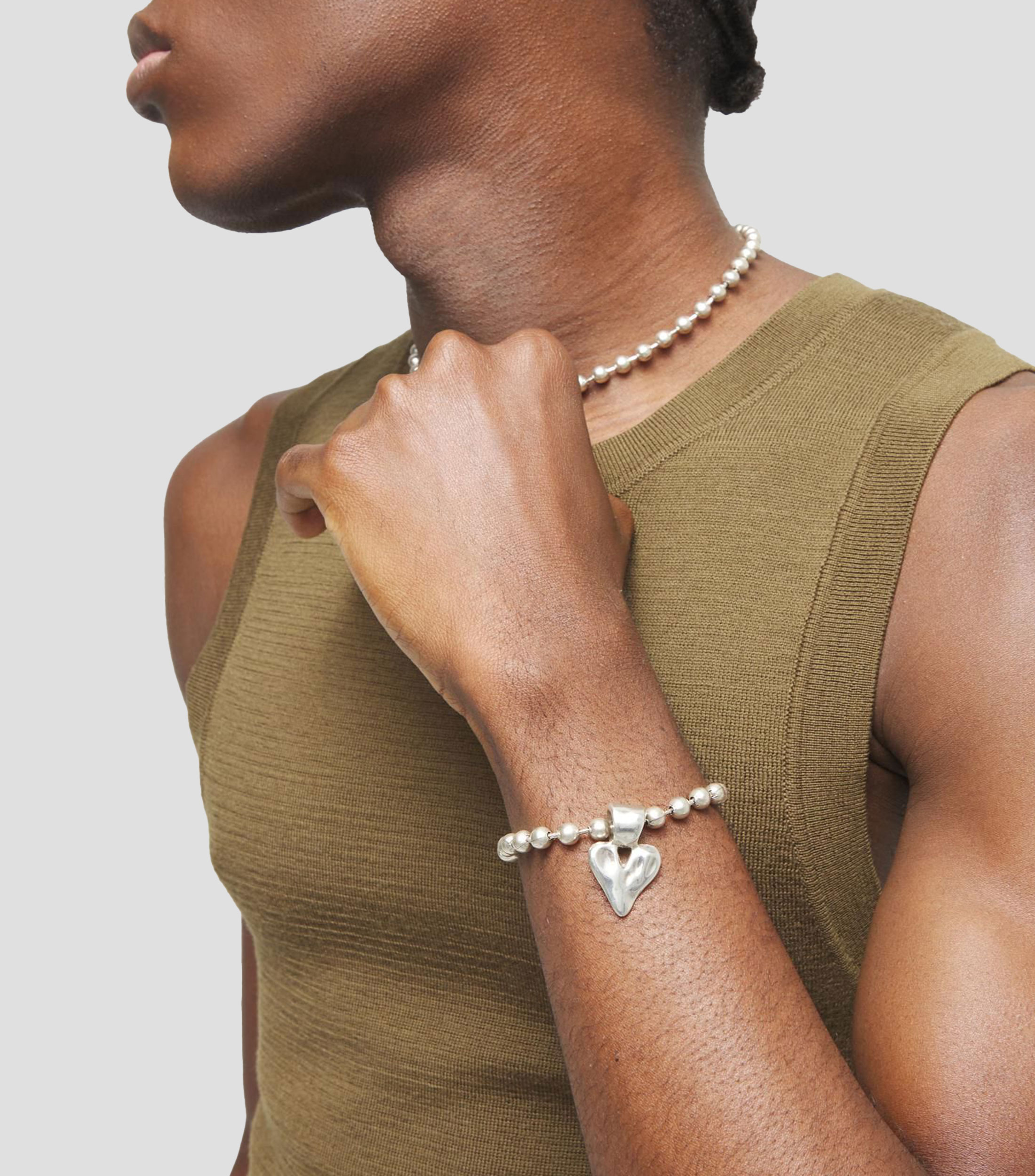 Pulsera con cuentas y corazón Unisex