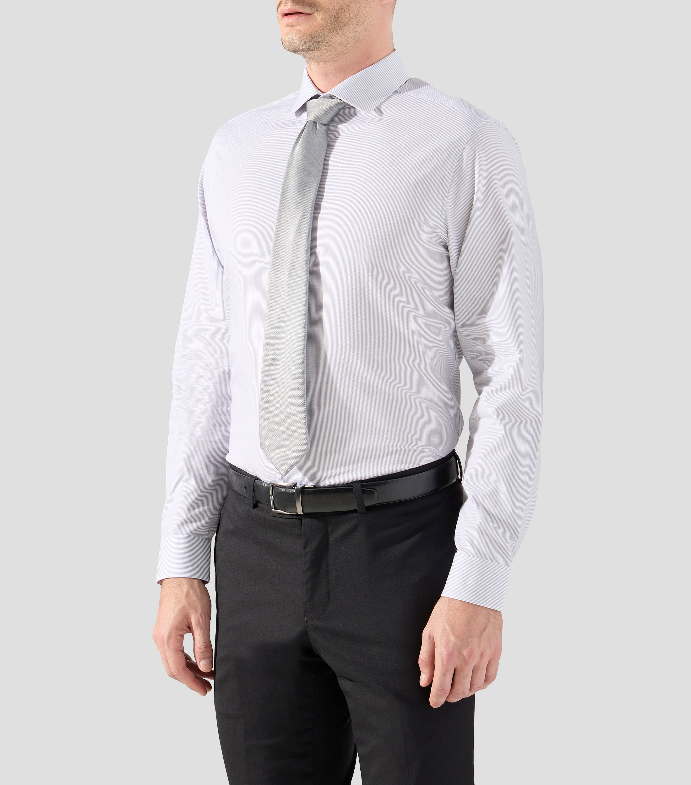 Camisa de vestir con rayas y manga larga Hombre