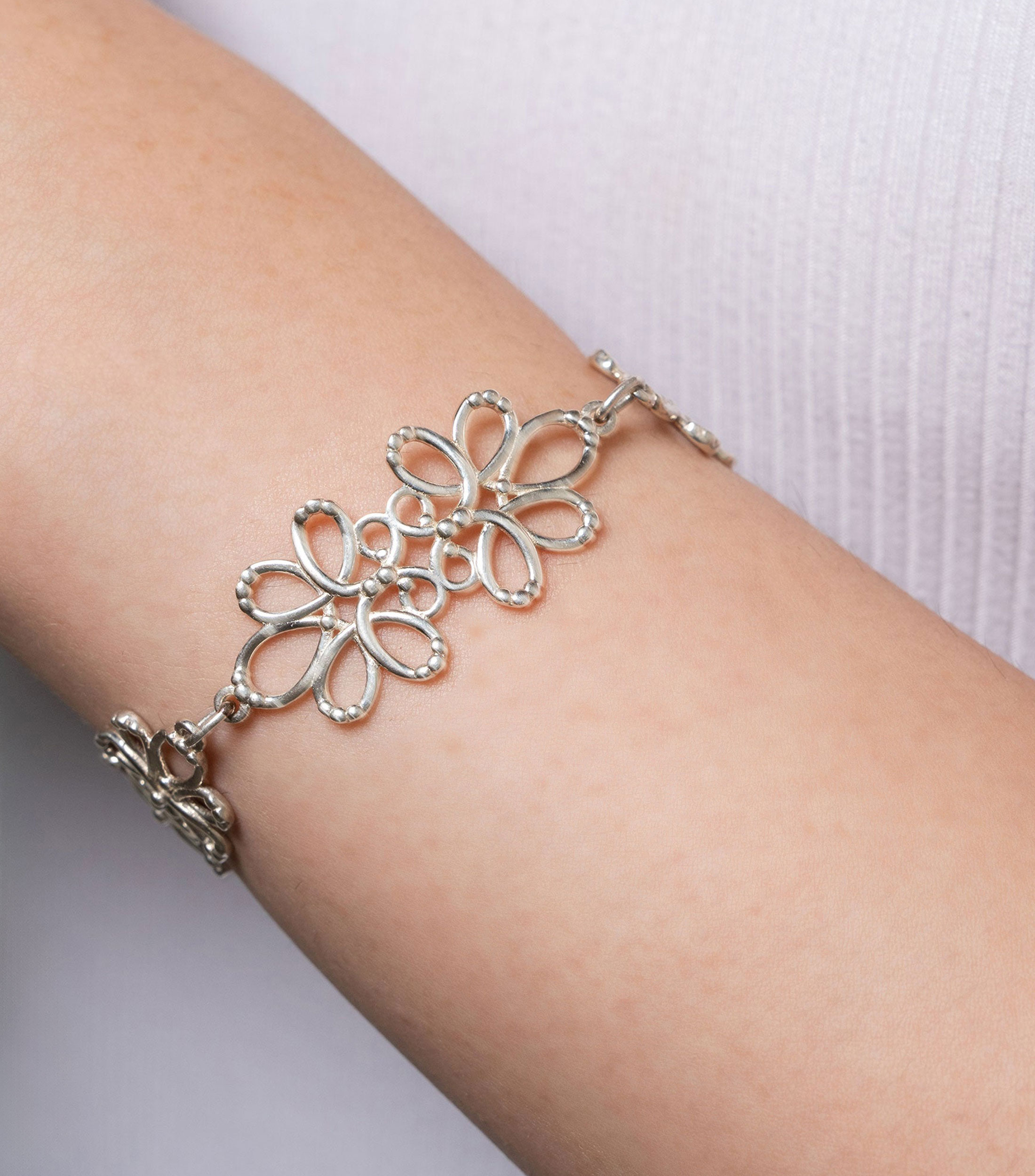 Pulsera en plata .925 detalle de 3 módulos Mujer