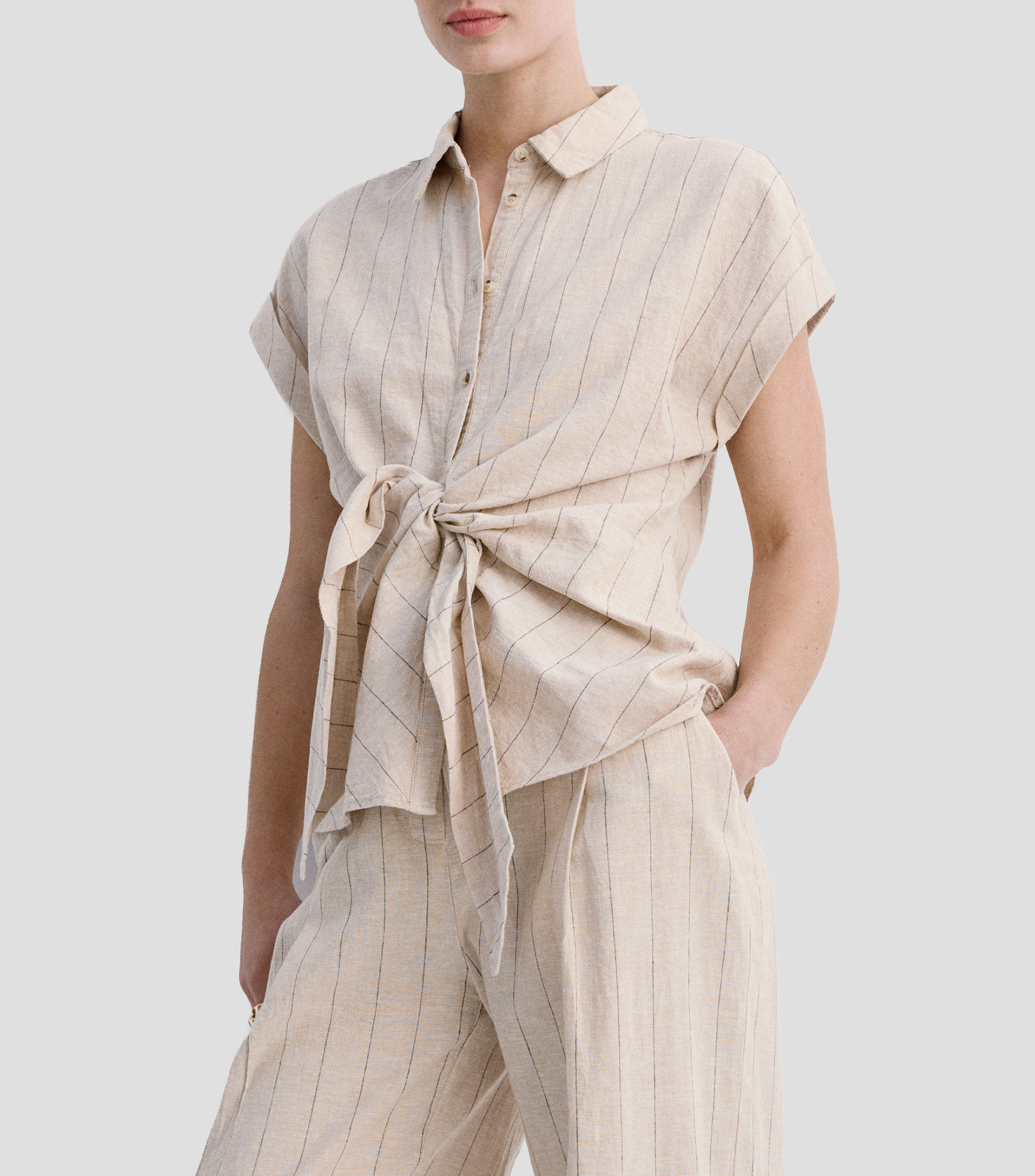 Camisa rayas manga corta Mujer