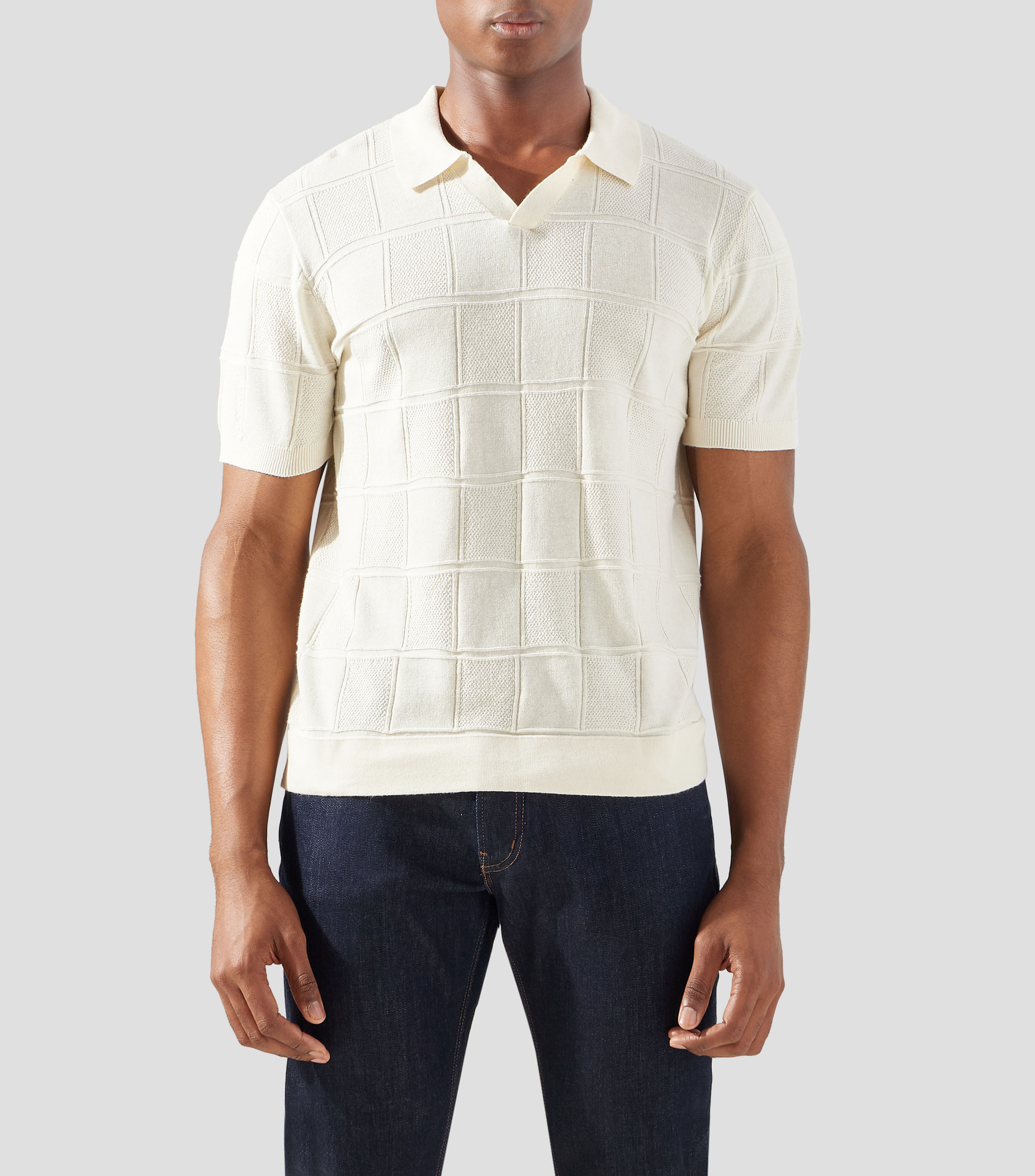 Playera tipo polo manga corta con microdiseños Hombre