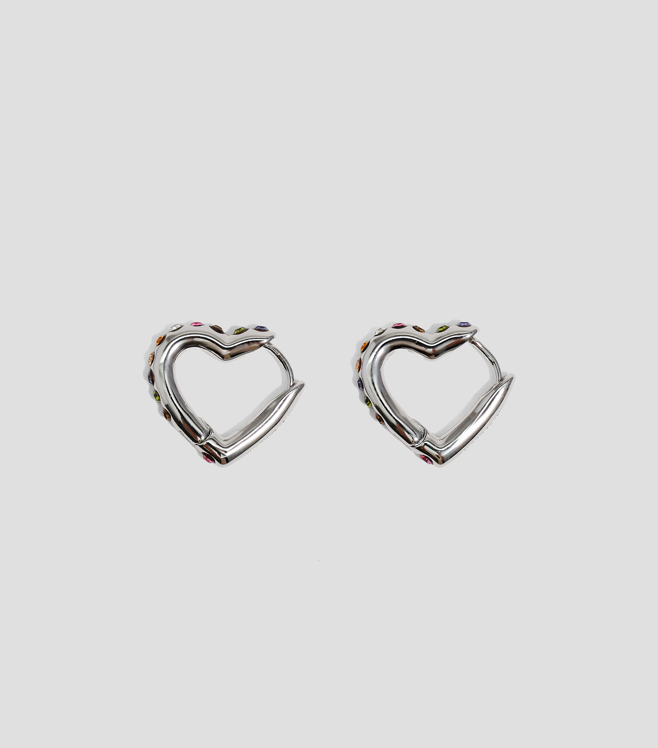 Aretes de Corazon con cristales multicolores Mujer