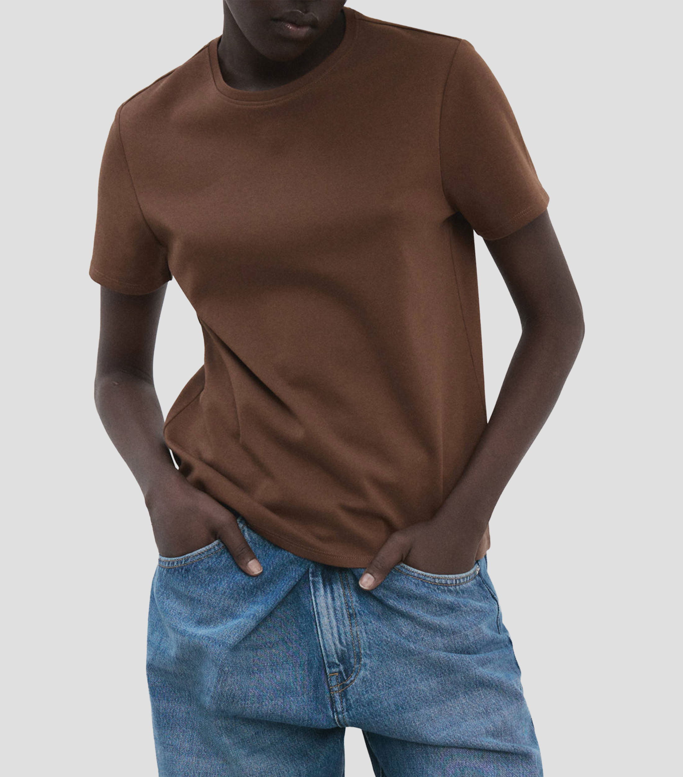 Playera cuello redondo manga corta lisa Mujer