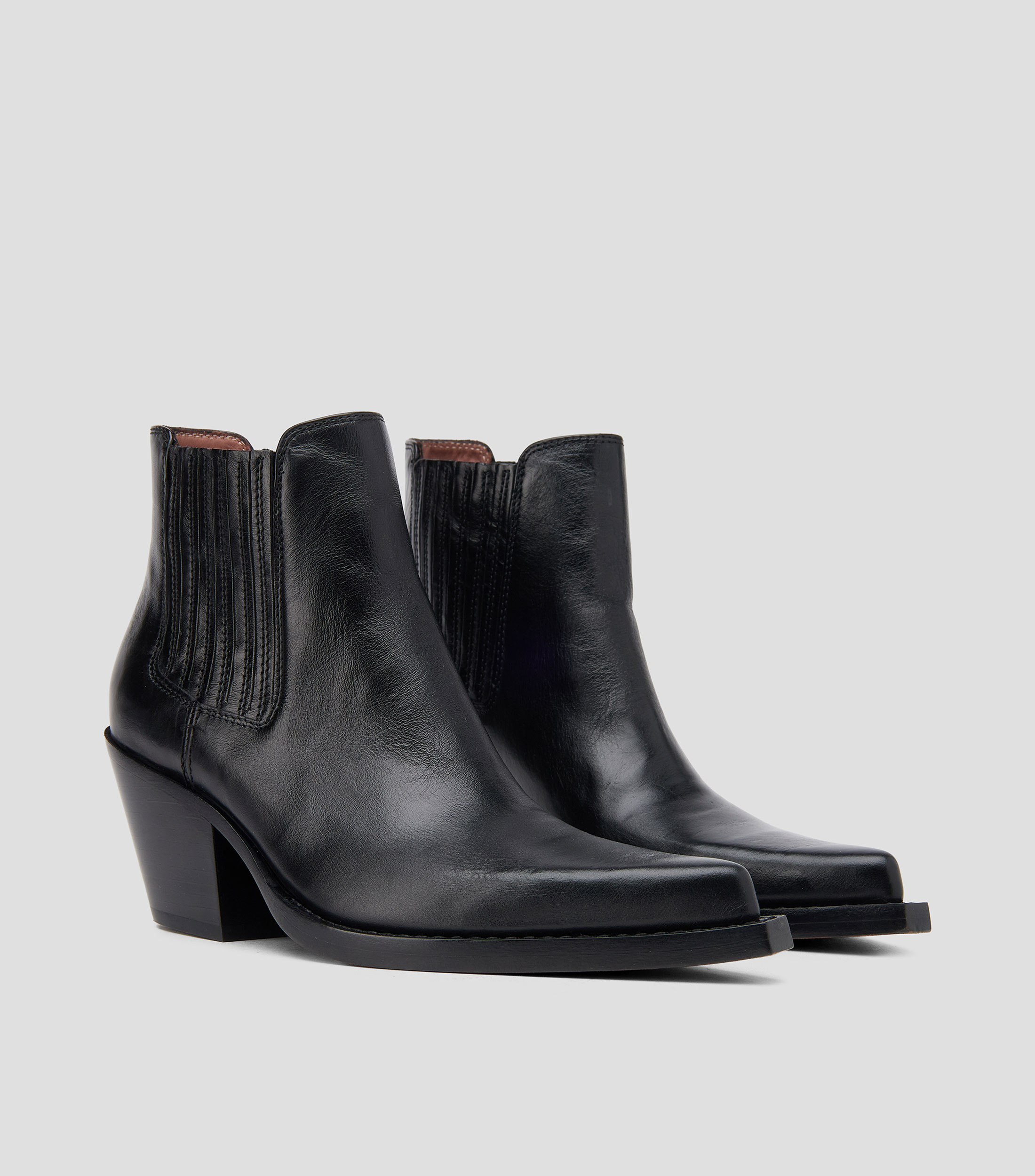 Botas vaqueras cortas Dallas en piel con tacón medio ancho Mujer
