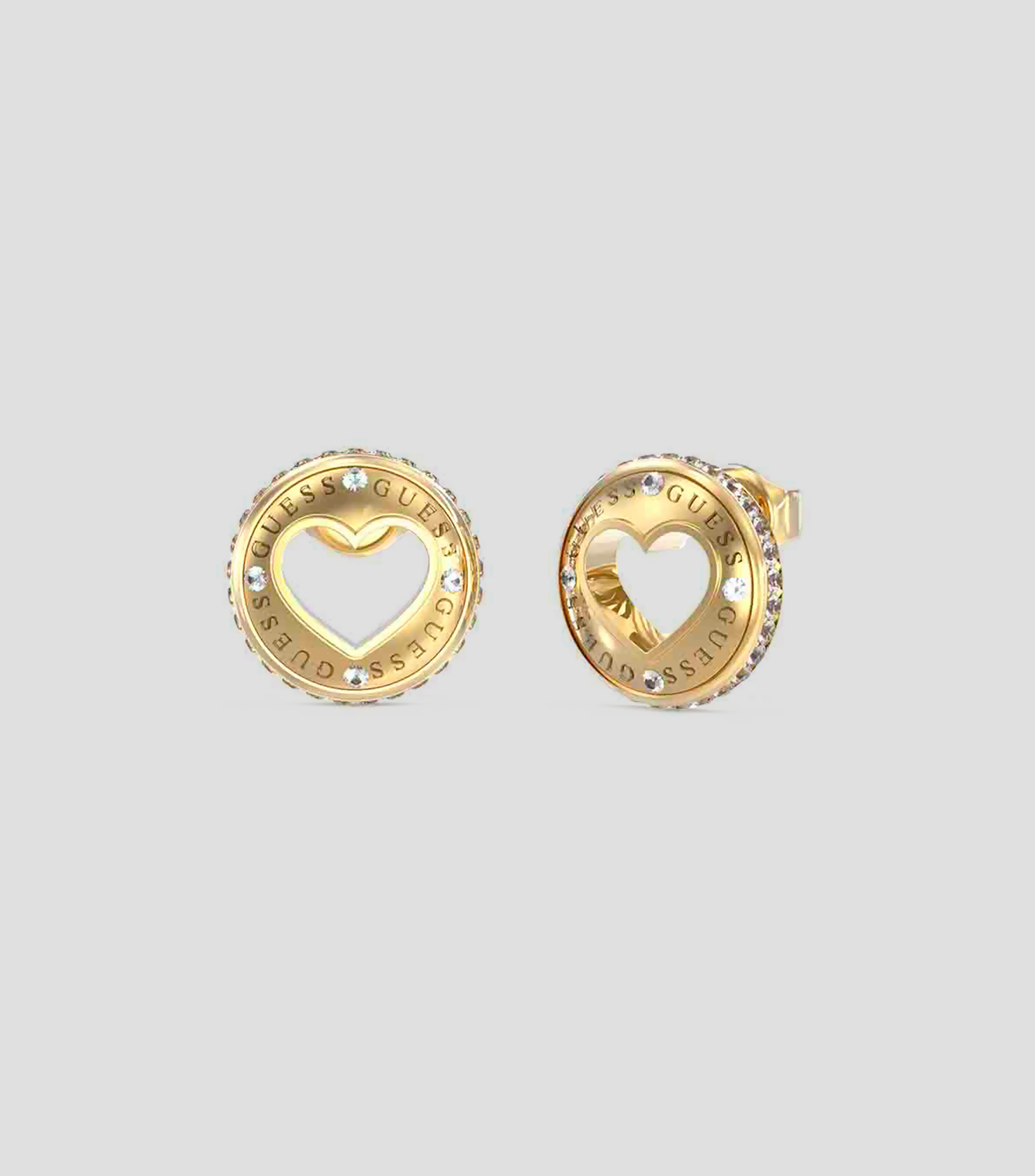 Aretes Rolling Hearts Circulares con Zirconia Mujer