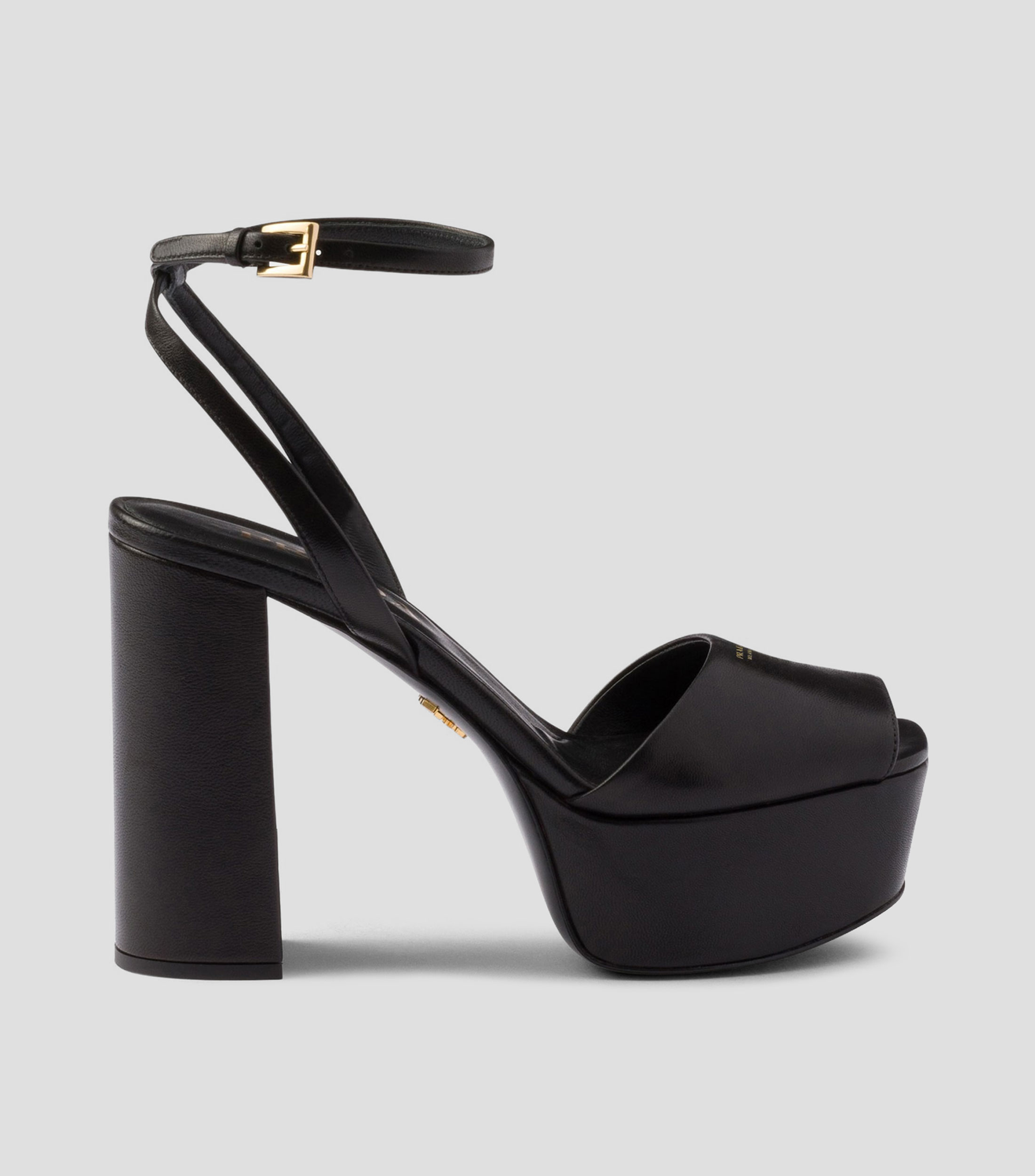 Sandalias en piel de tacón alto de media luna Mujer