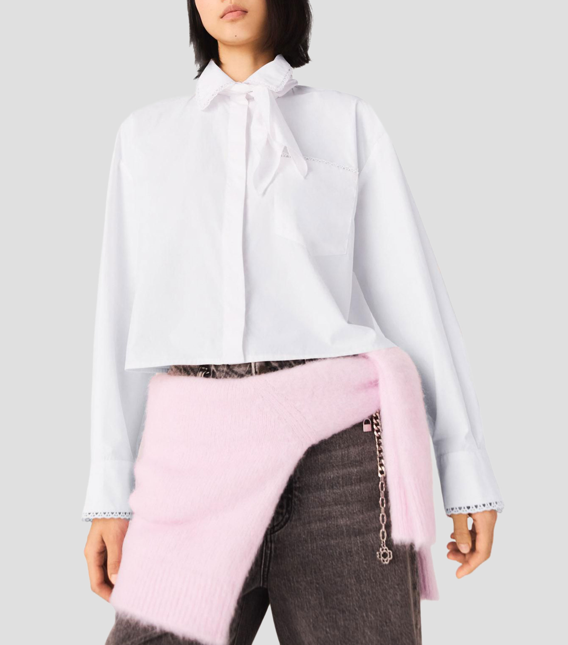 Camisa lisa manga larga Mujer