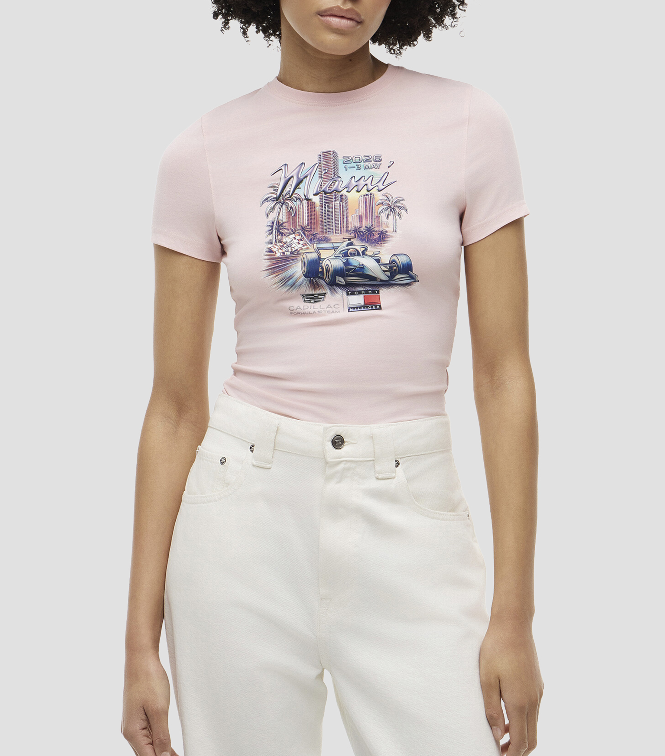 Playera cuello redondo manga corta con estampado Mujer