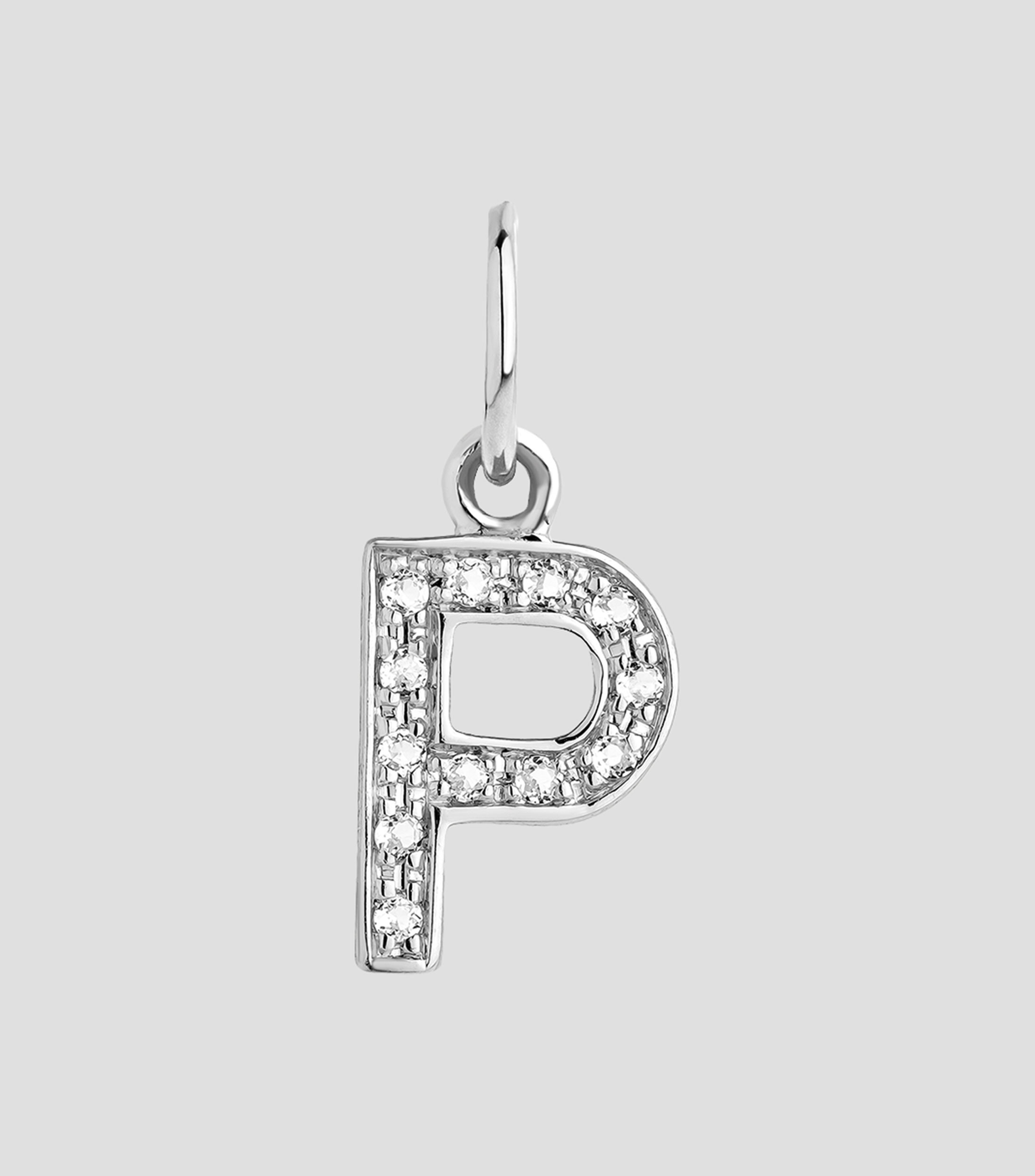 Dije inicial P en plata .925 ABC con topacios blancos Mujer