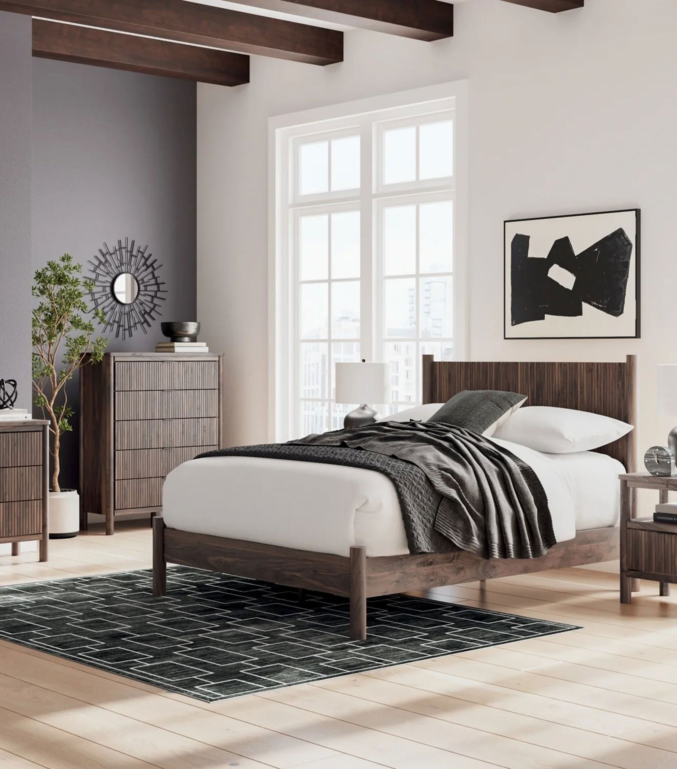Cama king size de plataforma con cabecera
