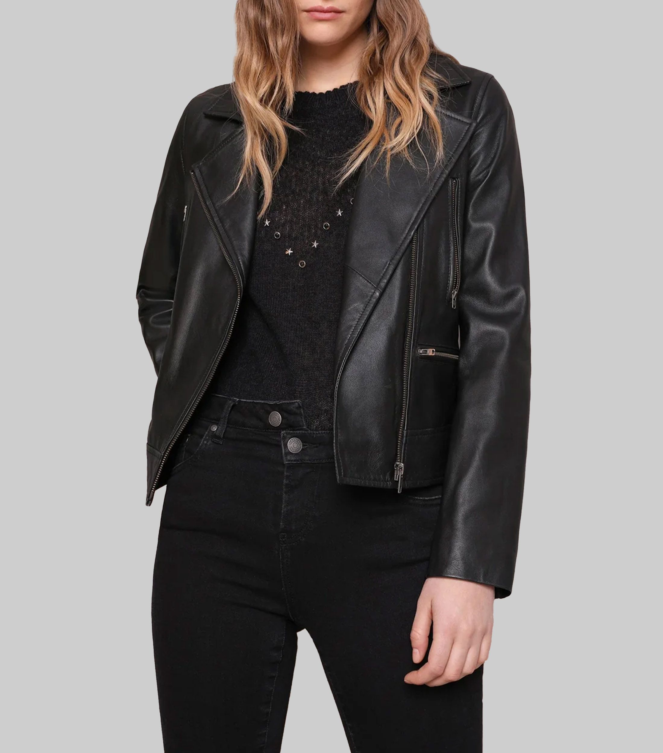 Chamarra Biker de Piel Mujer