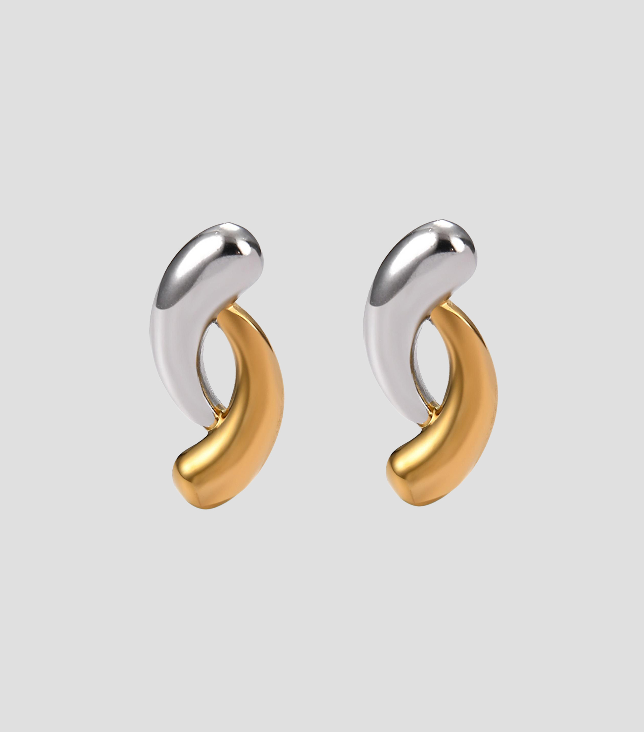 Aretes en forma de eslabón entrelazado bicolor Mujer