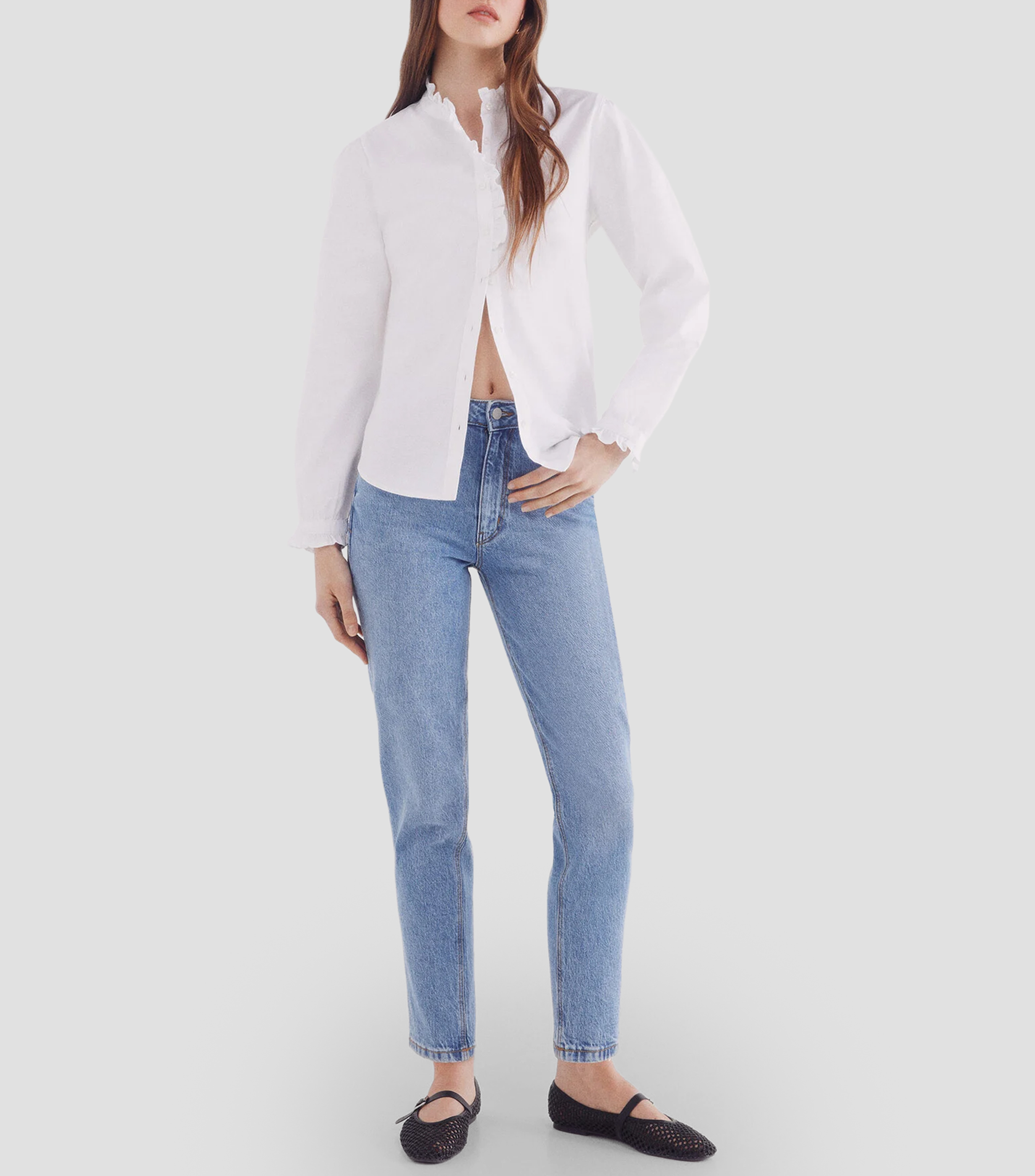 Blusa lisa de manga larga Mujer