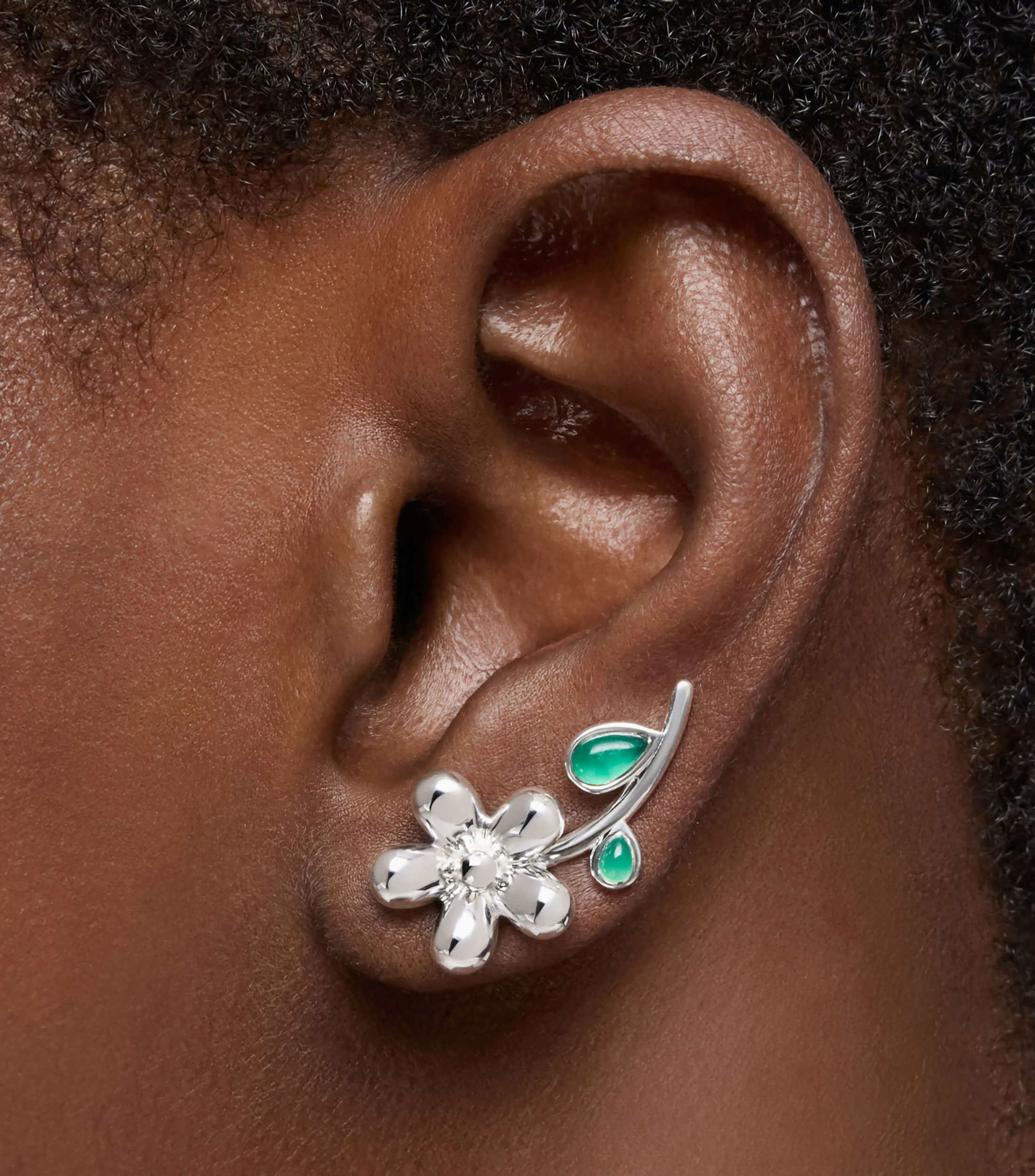 Aretes en plata Daisy con calcedonia Mujer