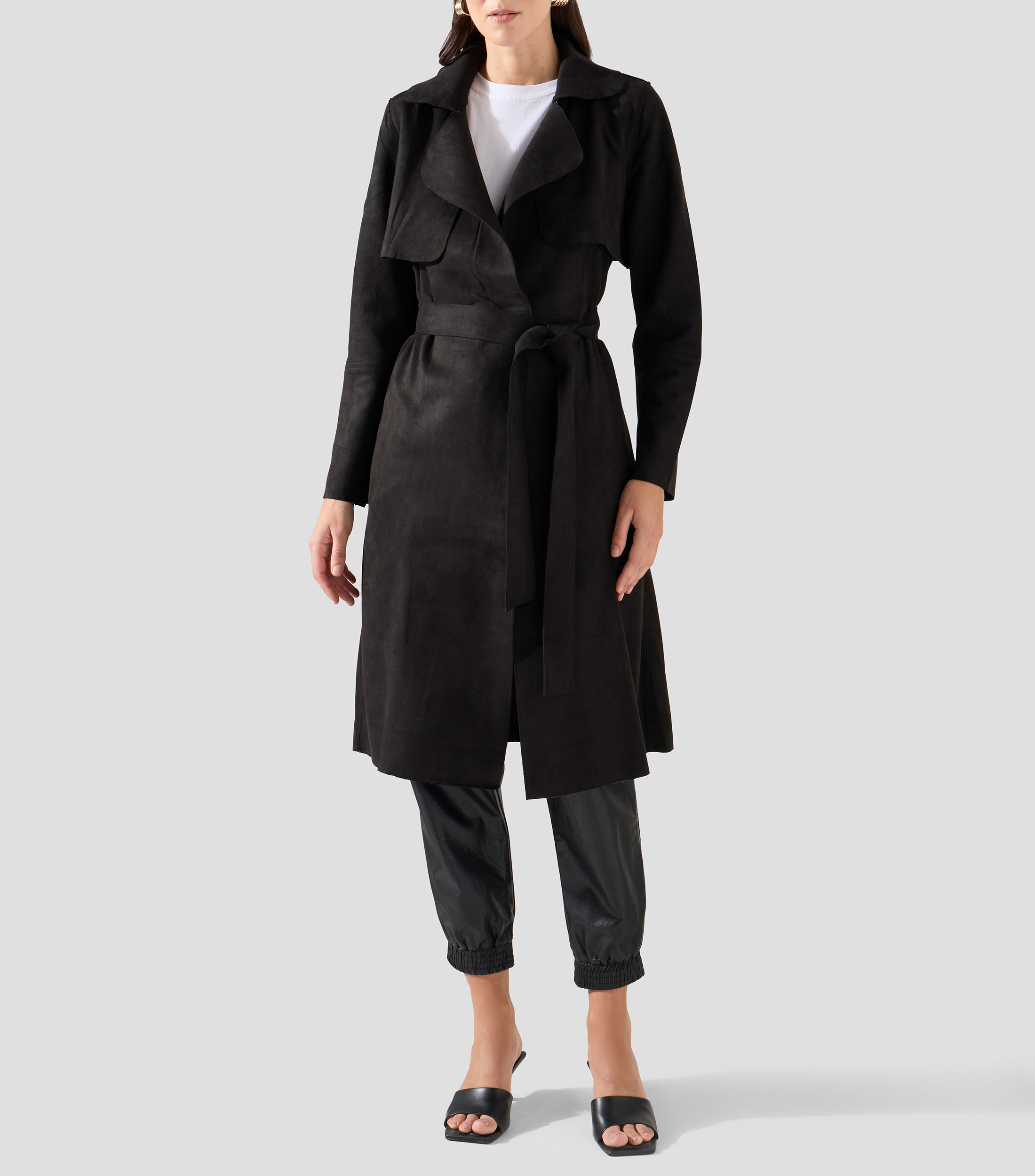 Abrigo midi con cinta Mujer