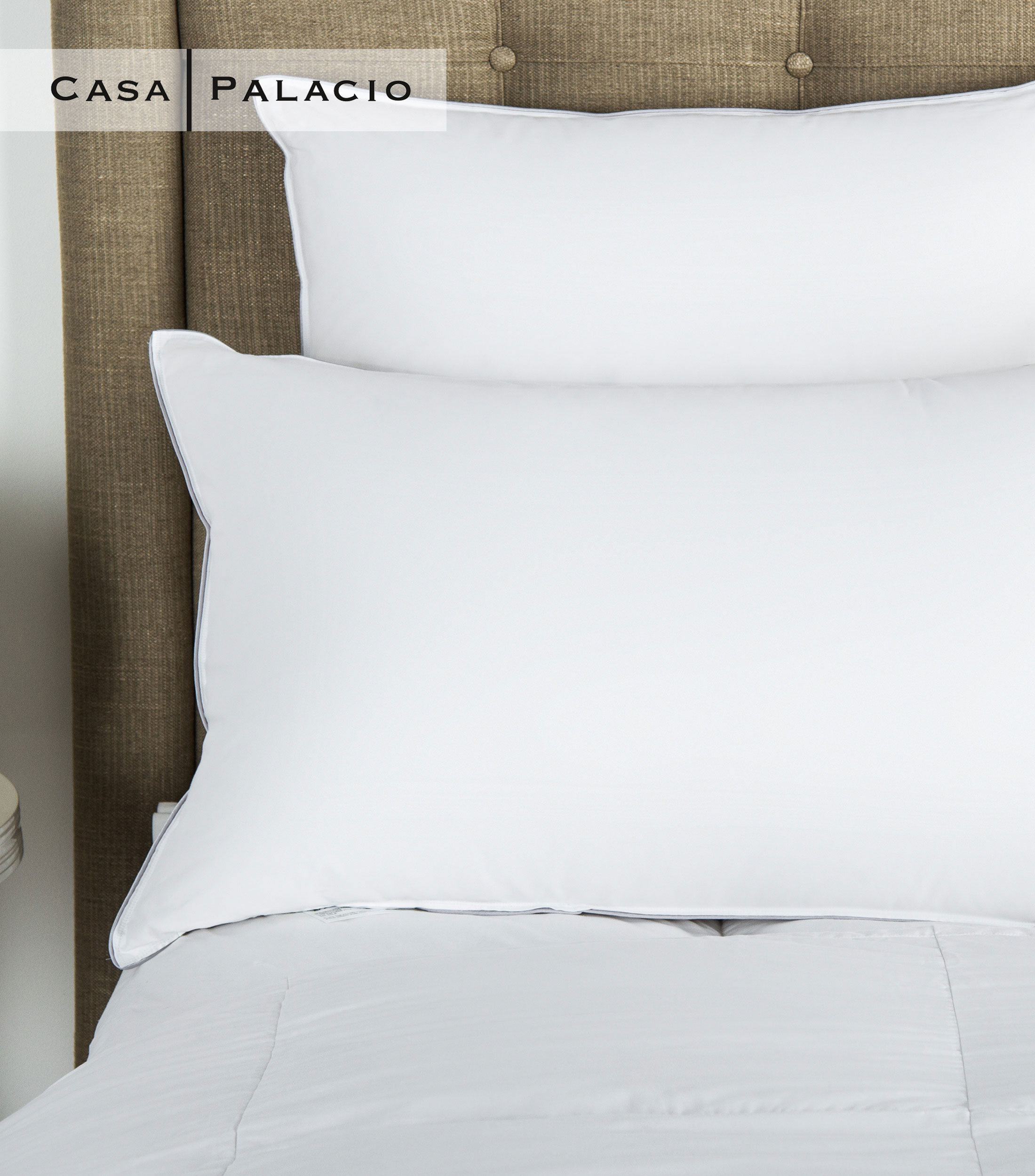 Almohada Estandar con pluma de ganso Suave Cortina Blanca