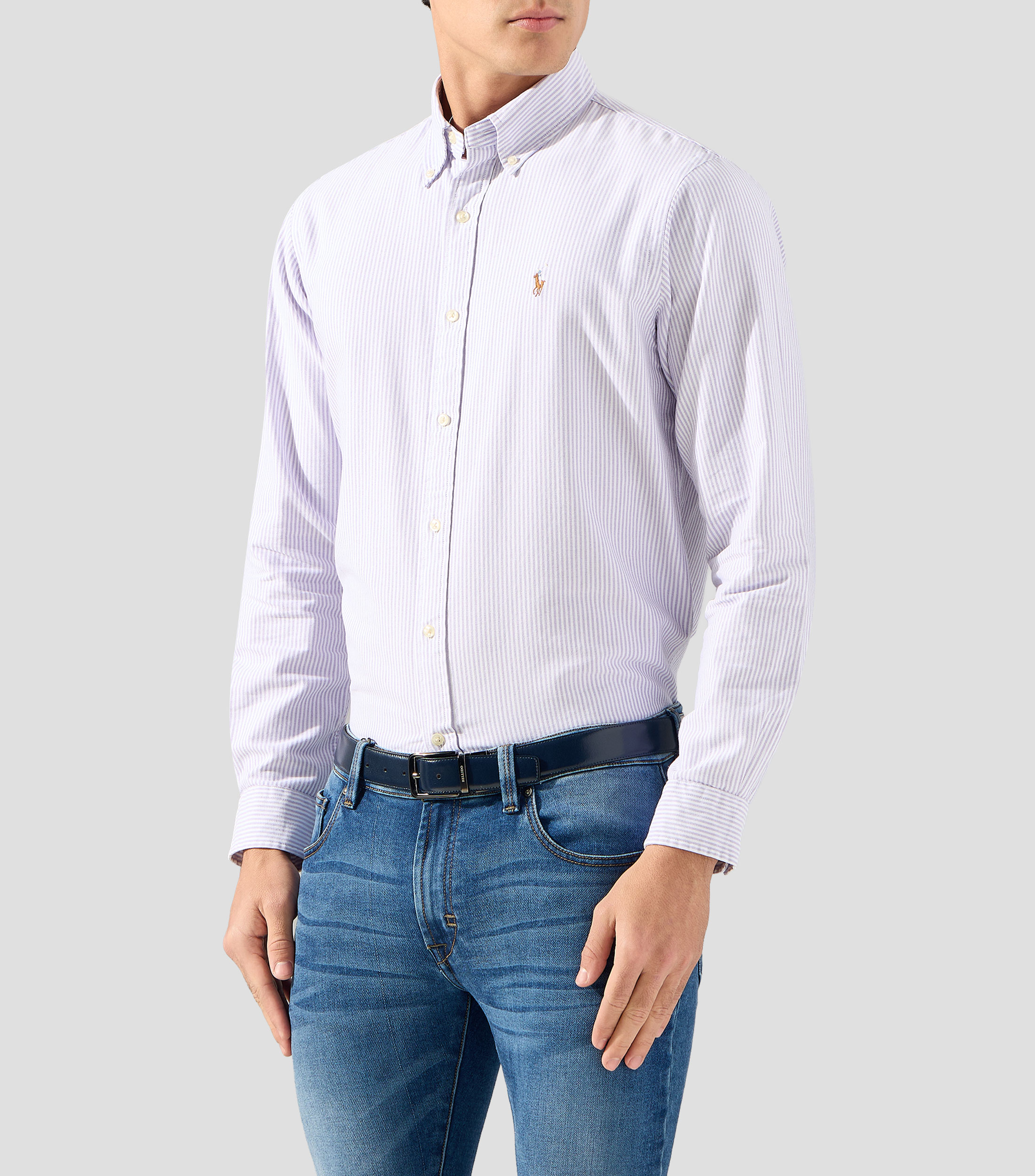 Camisa de rayas manga larga Hombre