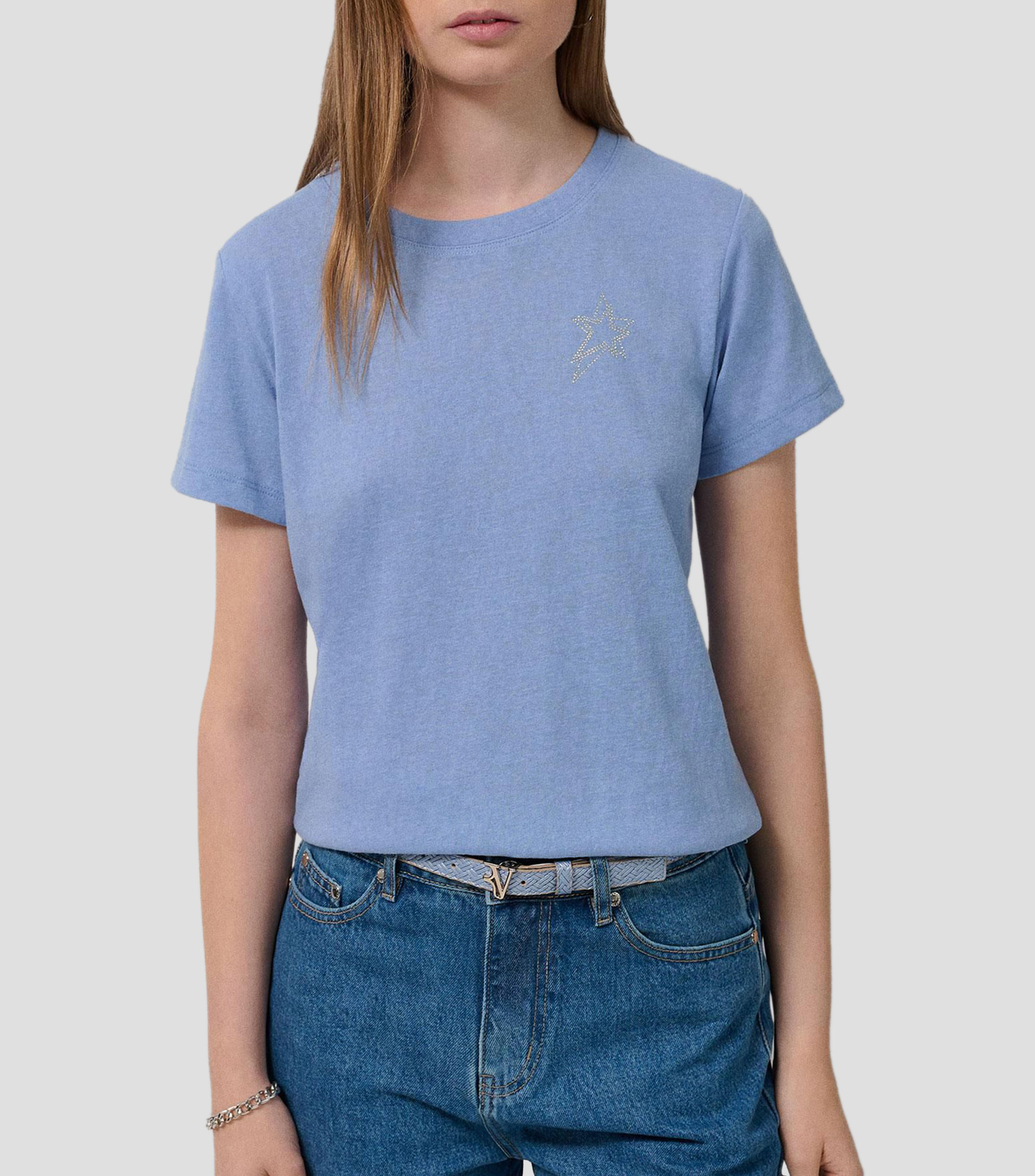 Playera cuello redondo manga corta lisa Mujer