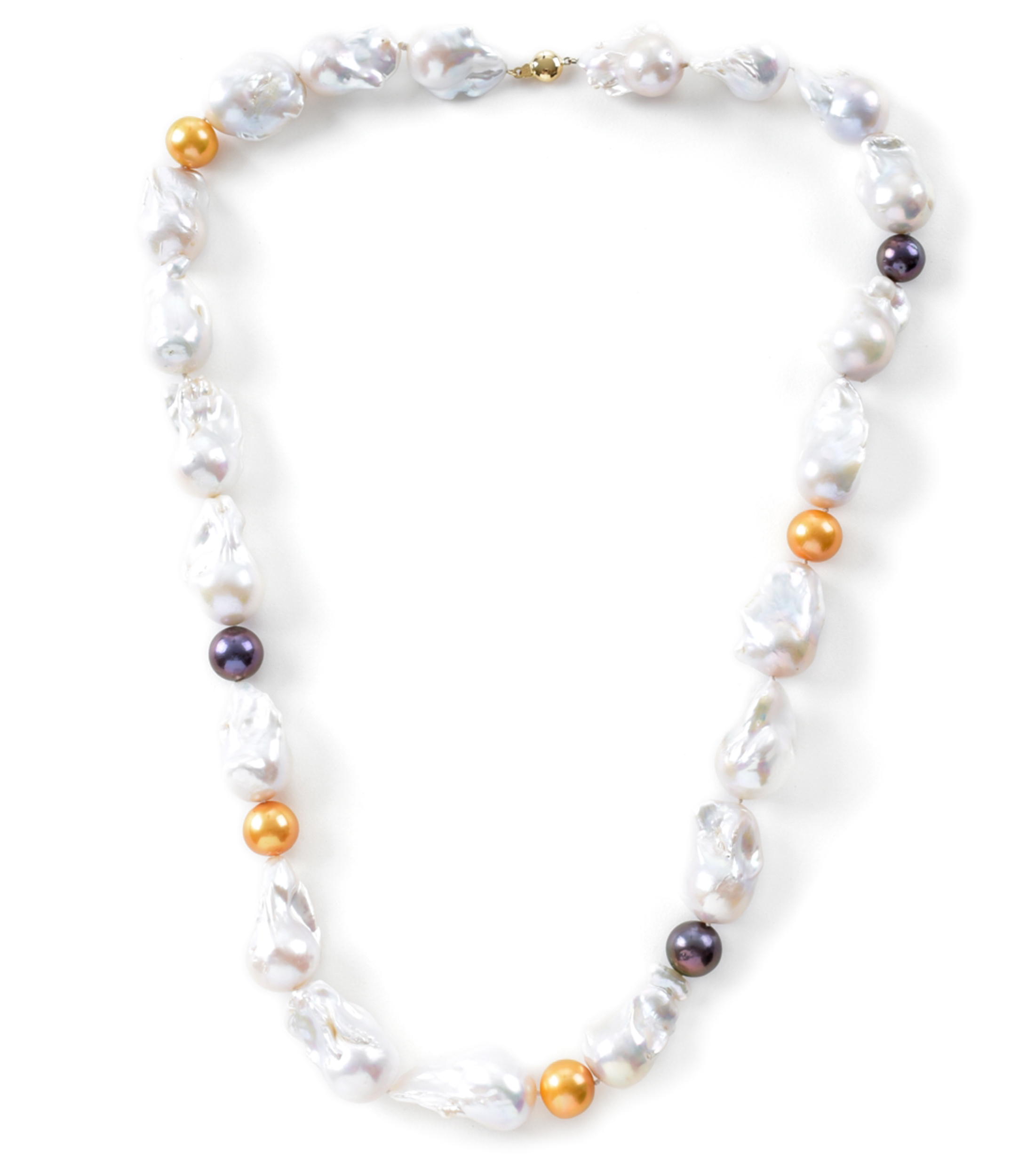 Collar de Perlas Barrocas Combinadas con Doradas y Negras Mujer