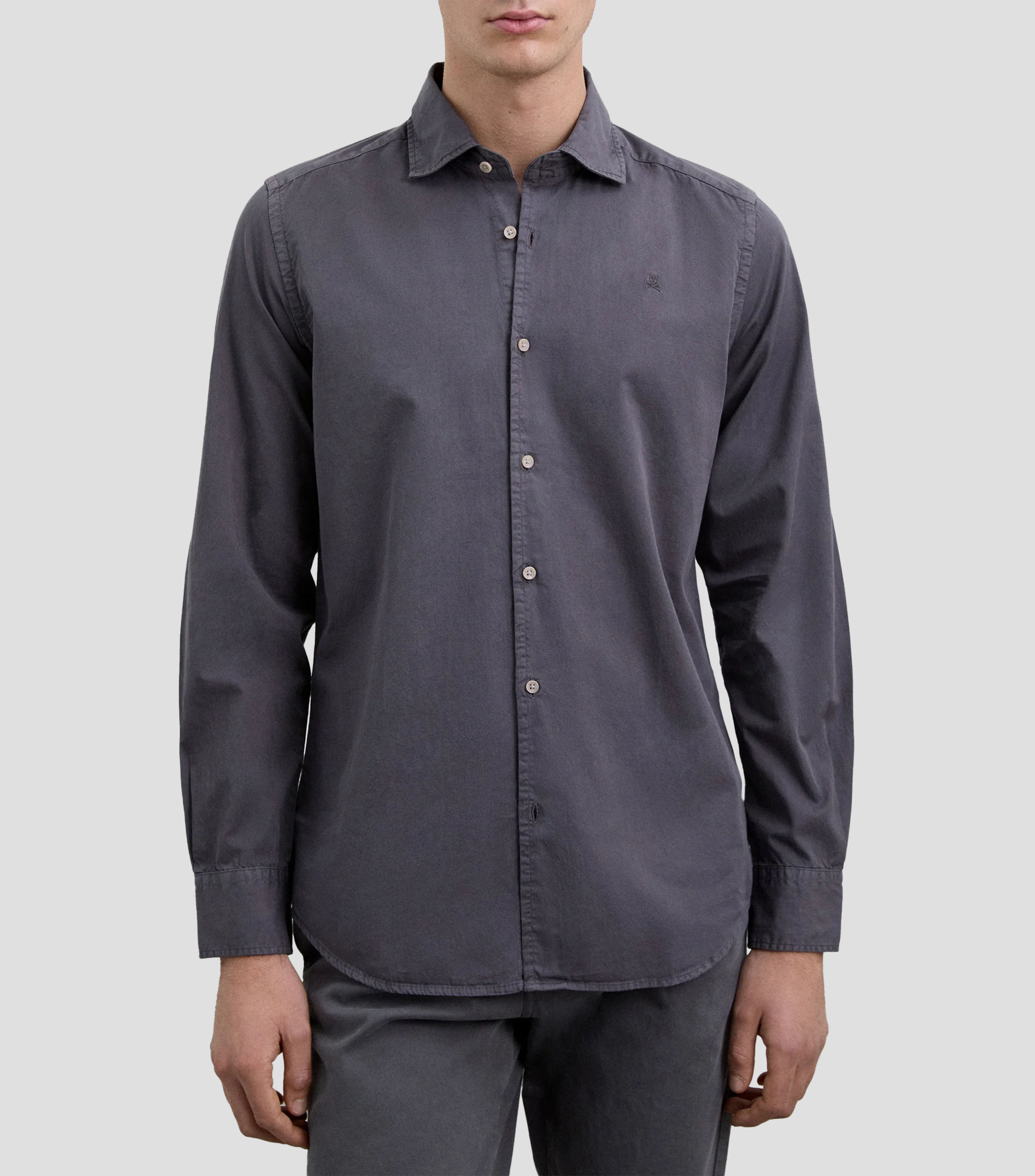 Camisa lisa con manga larga Hombre