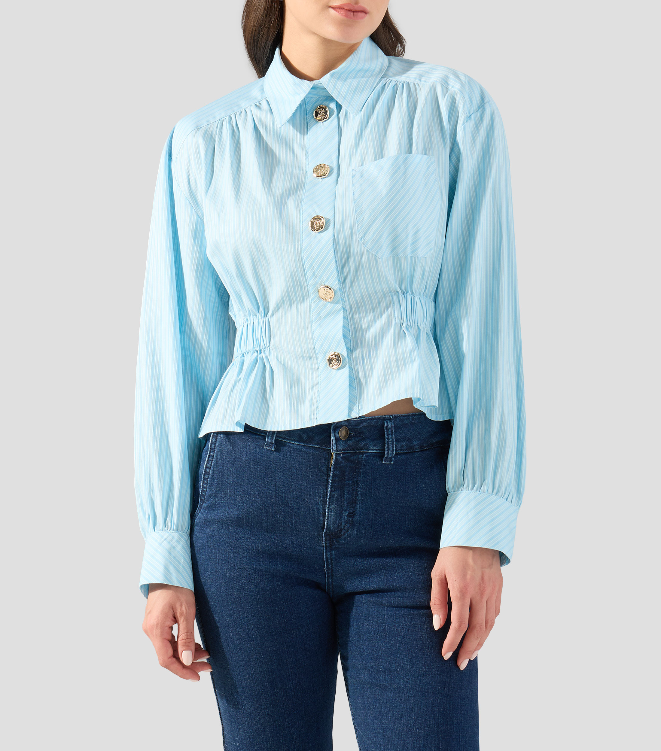 Camisa de rayas con manga larga Mujer