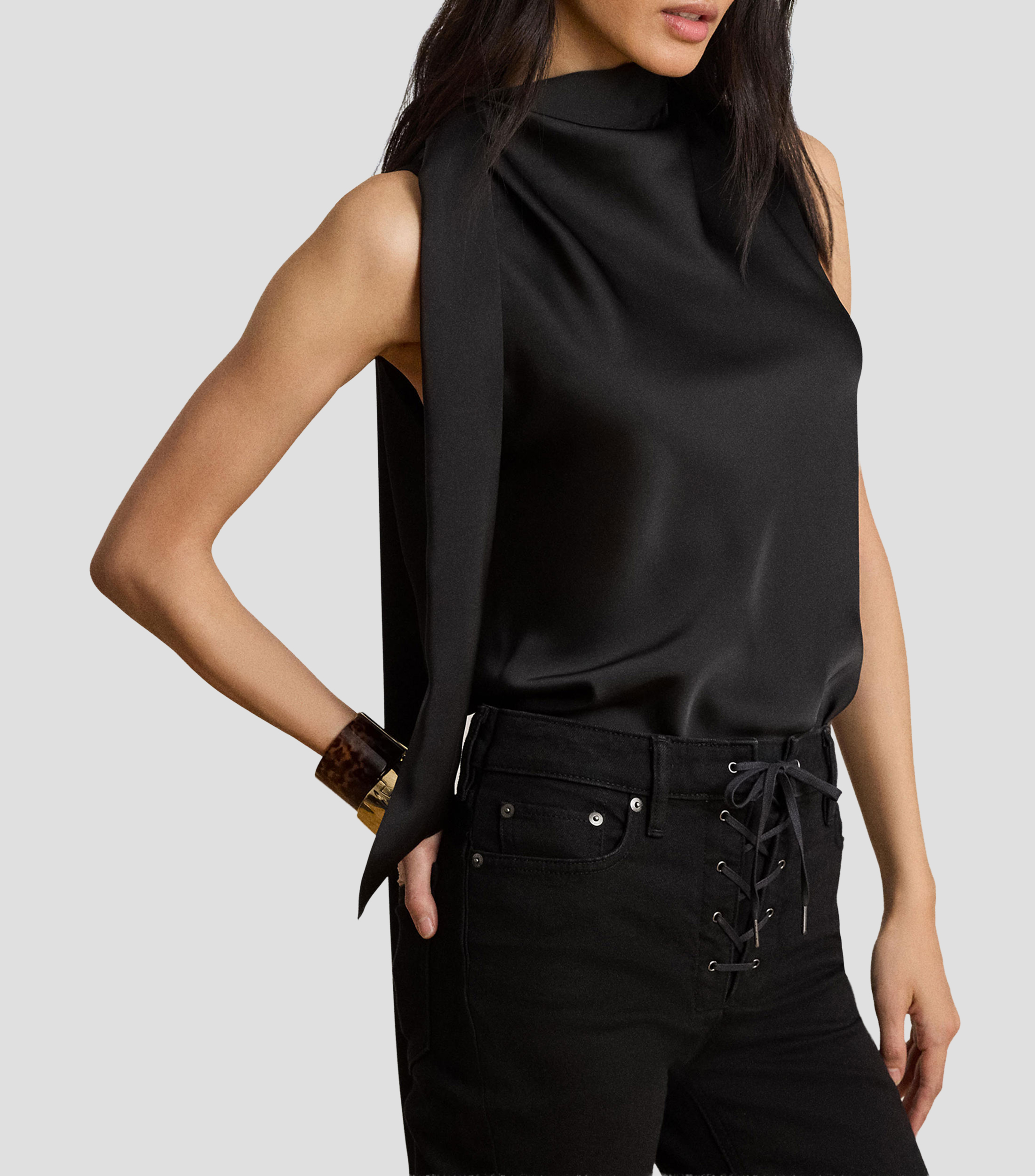 Blusa lisa sin mangas Mujer