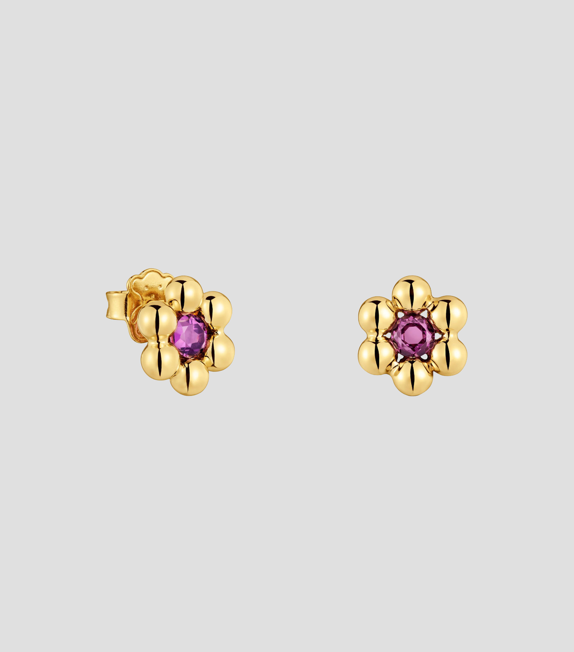 Aretes con flor e incrustación de flor Mujer