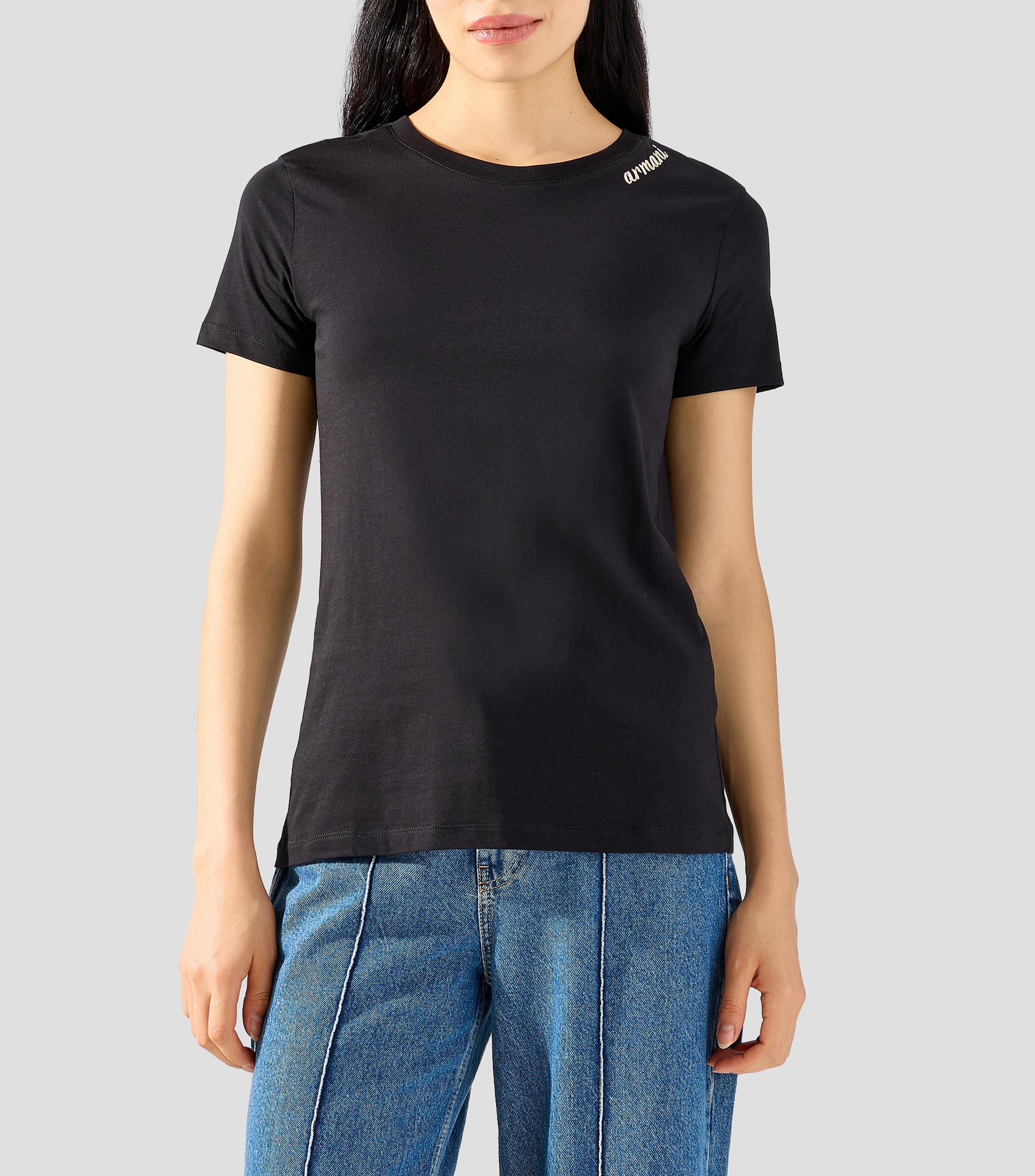 Playera cuello redondo manga corta lisa Mujer