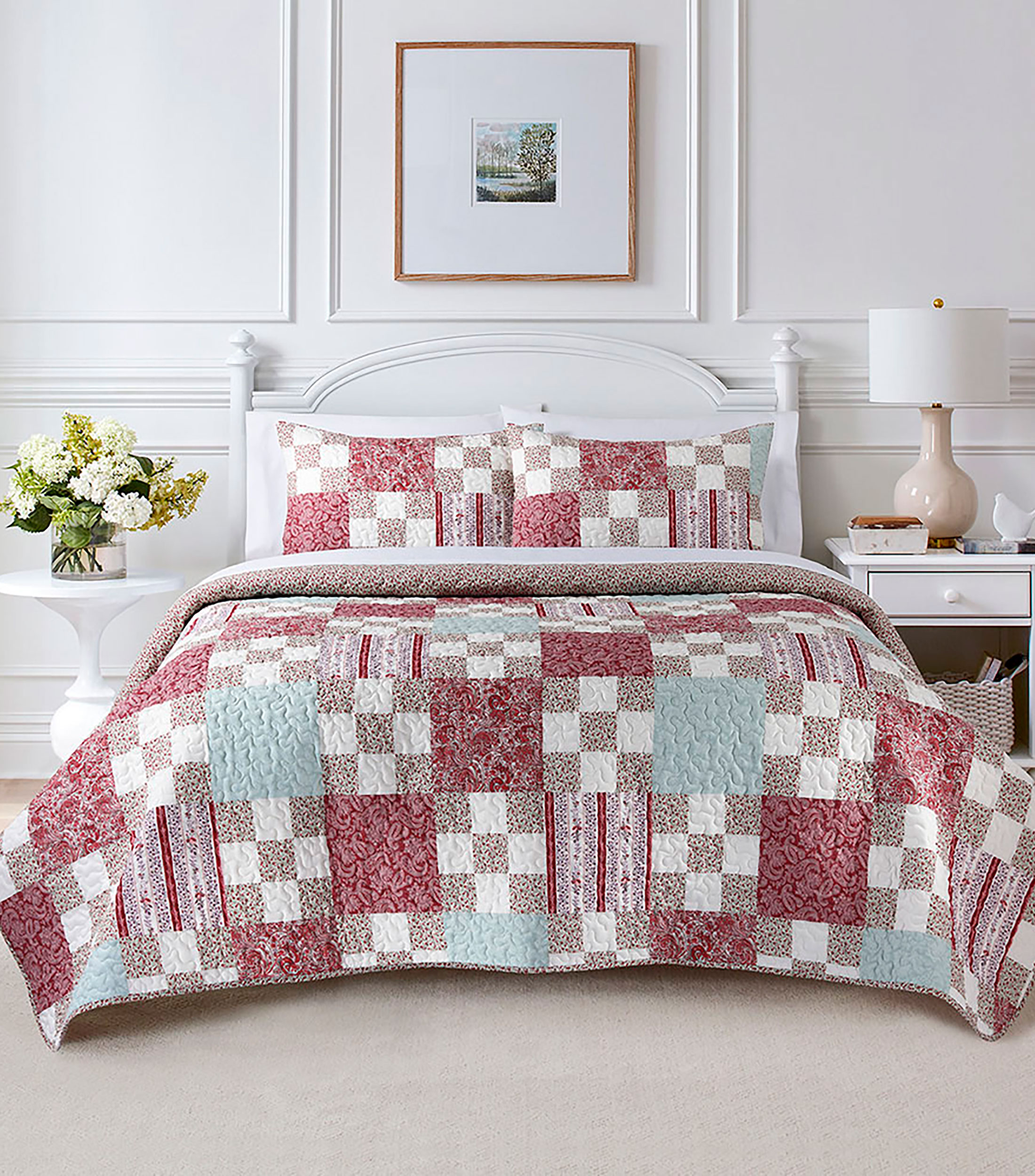Juego de colcha queen size de algodón Haley multicolor