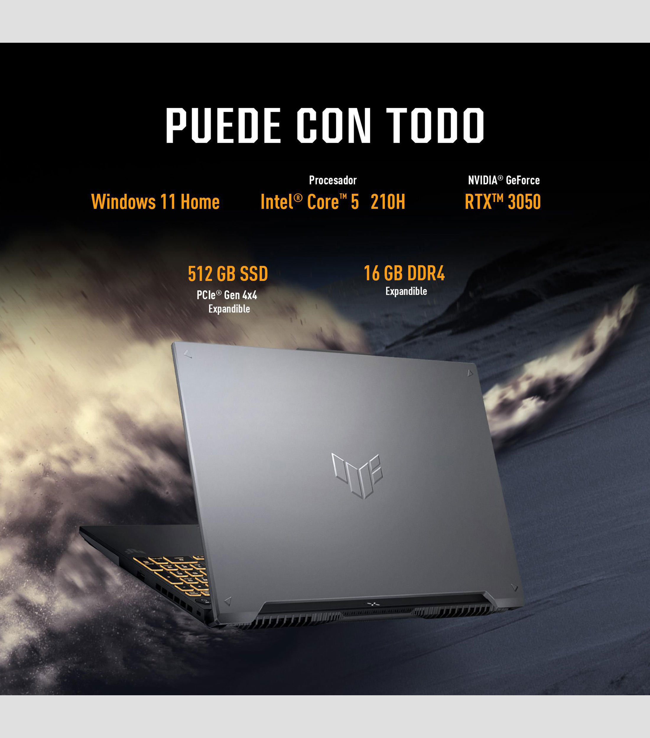 Laptop TUF Gaming 16 NVIDIA GeForce RTX 3050, Intel Core 5 Processor 210H, RAM DDR4 16GB, SSD 512GB