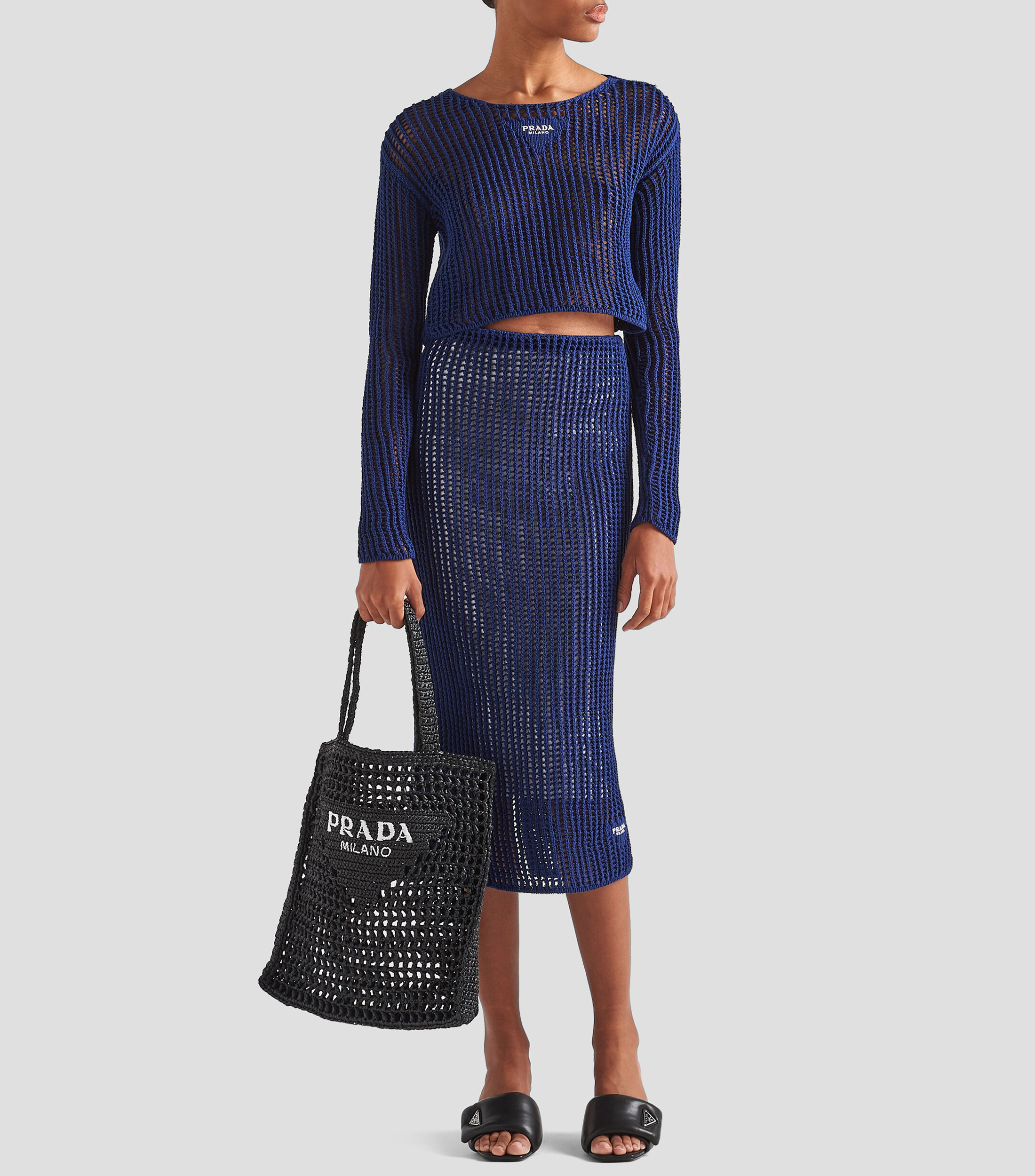 Bolsa Tote Negra de Croché, Mujer