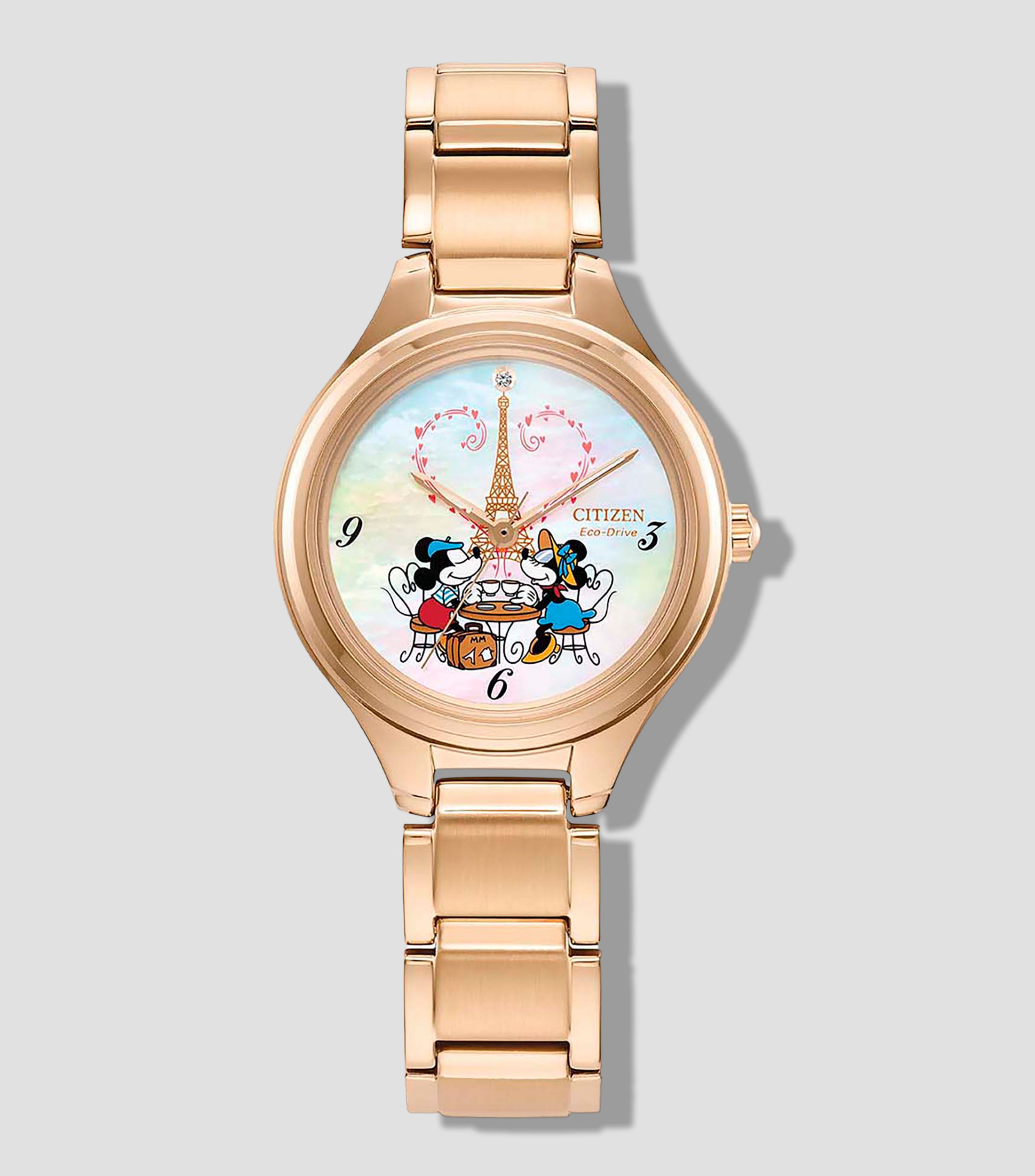Reloj para Mujer Mickey y Minnie Mouse en Paris Casual Dorado