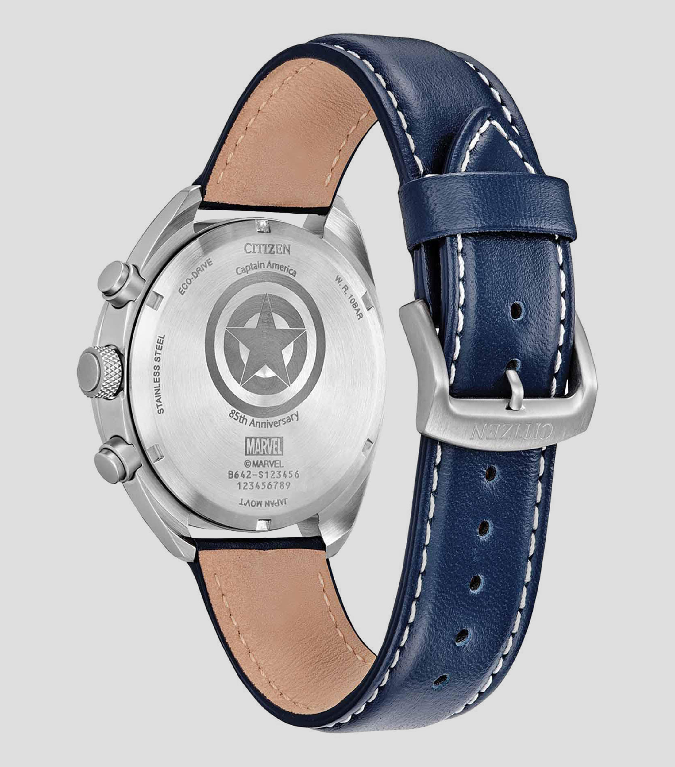 Reloj para hombre Capitán América casual, plateado azul
