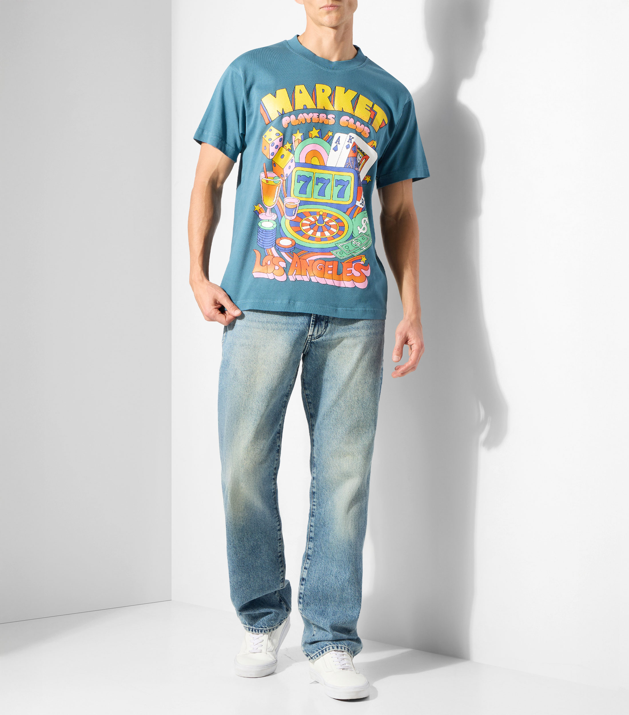 Playera cuello redondo manga corta estampada Hombre