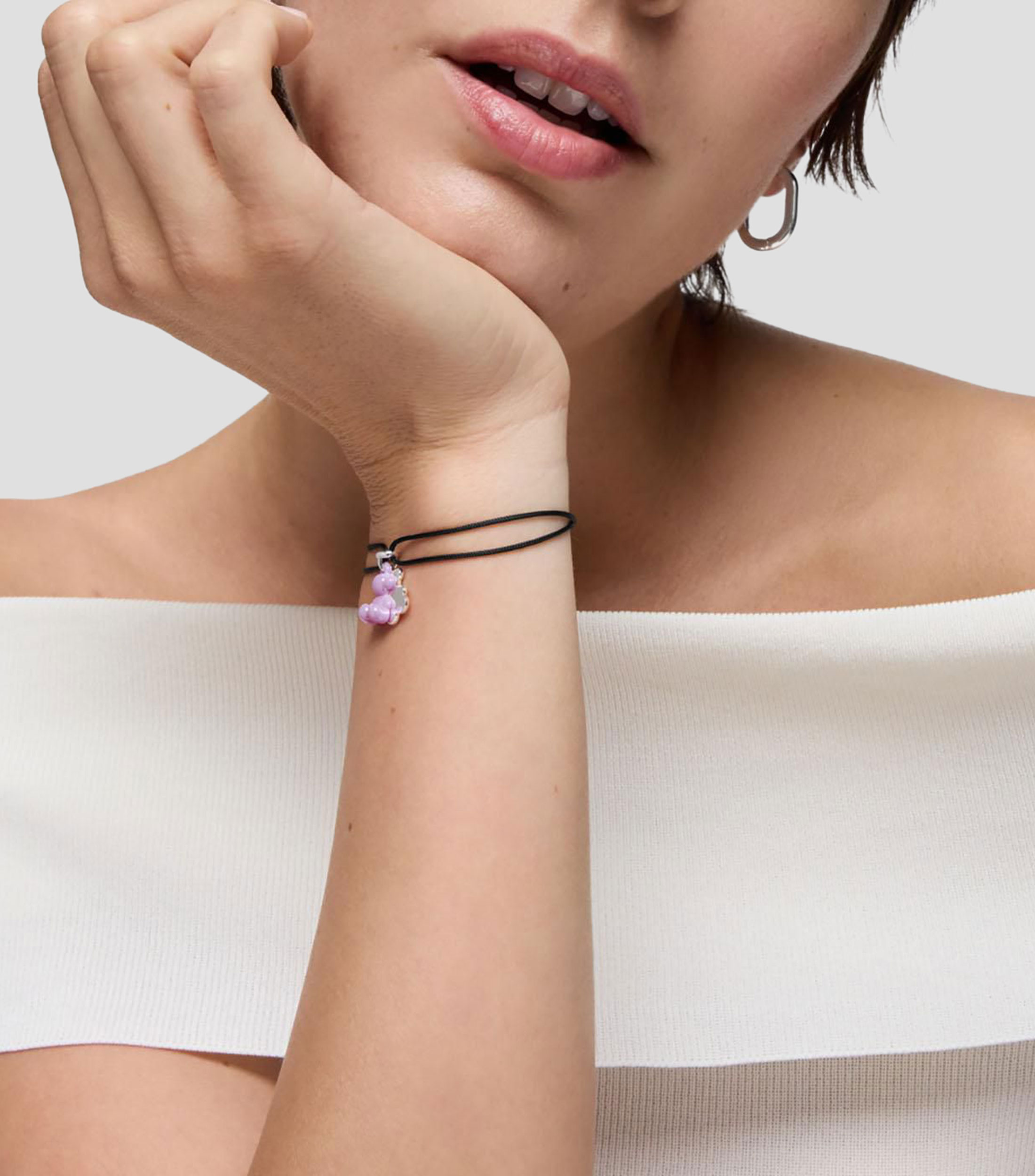 Pulsera negra con cerámica Bold Bear Mujer
