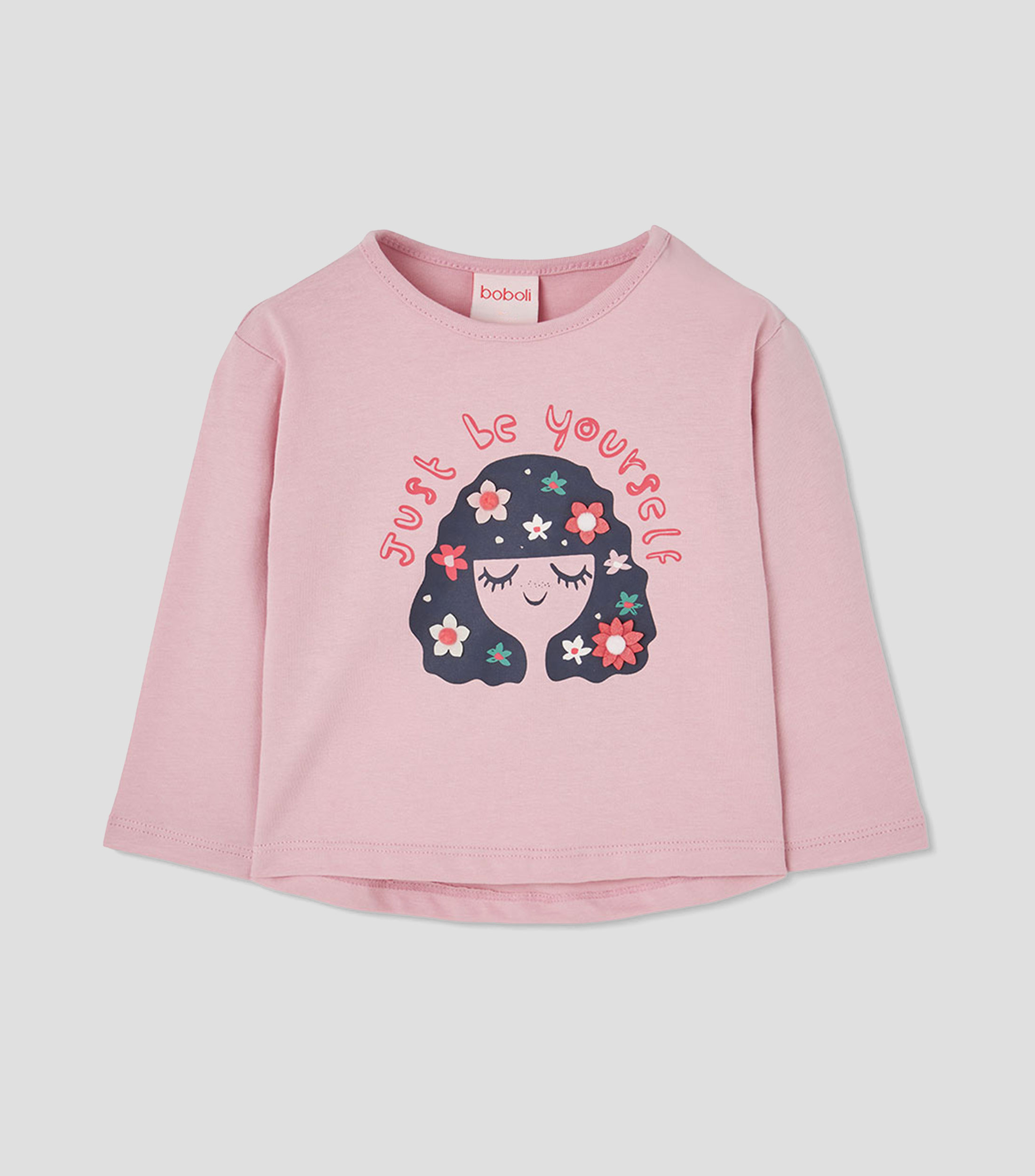 Playera de cuello redondo con manga larga estampada Niña