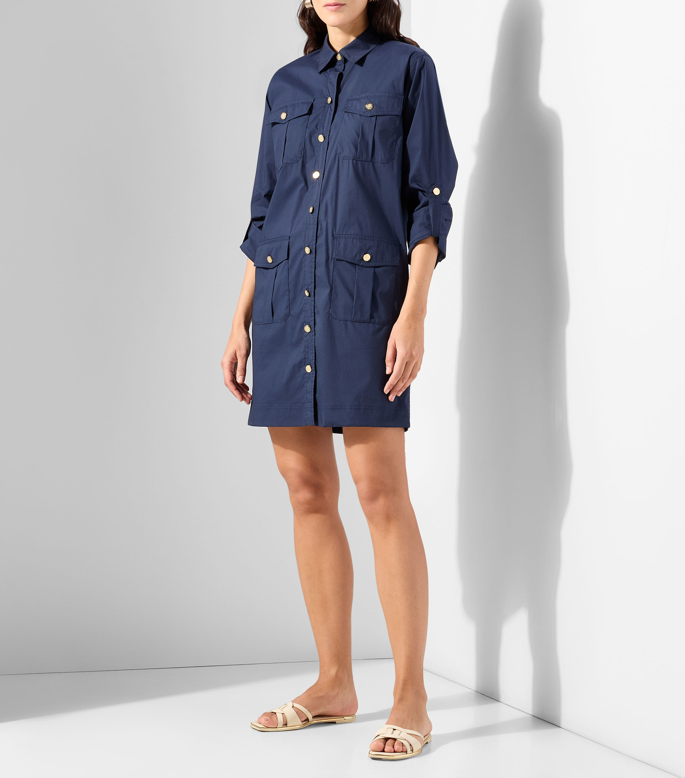 Vestido mini de manga larga liso Mujer
