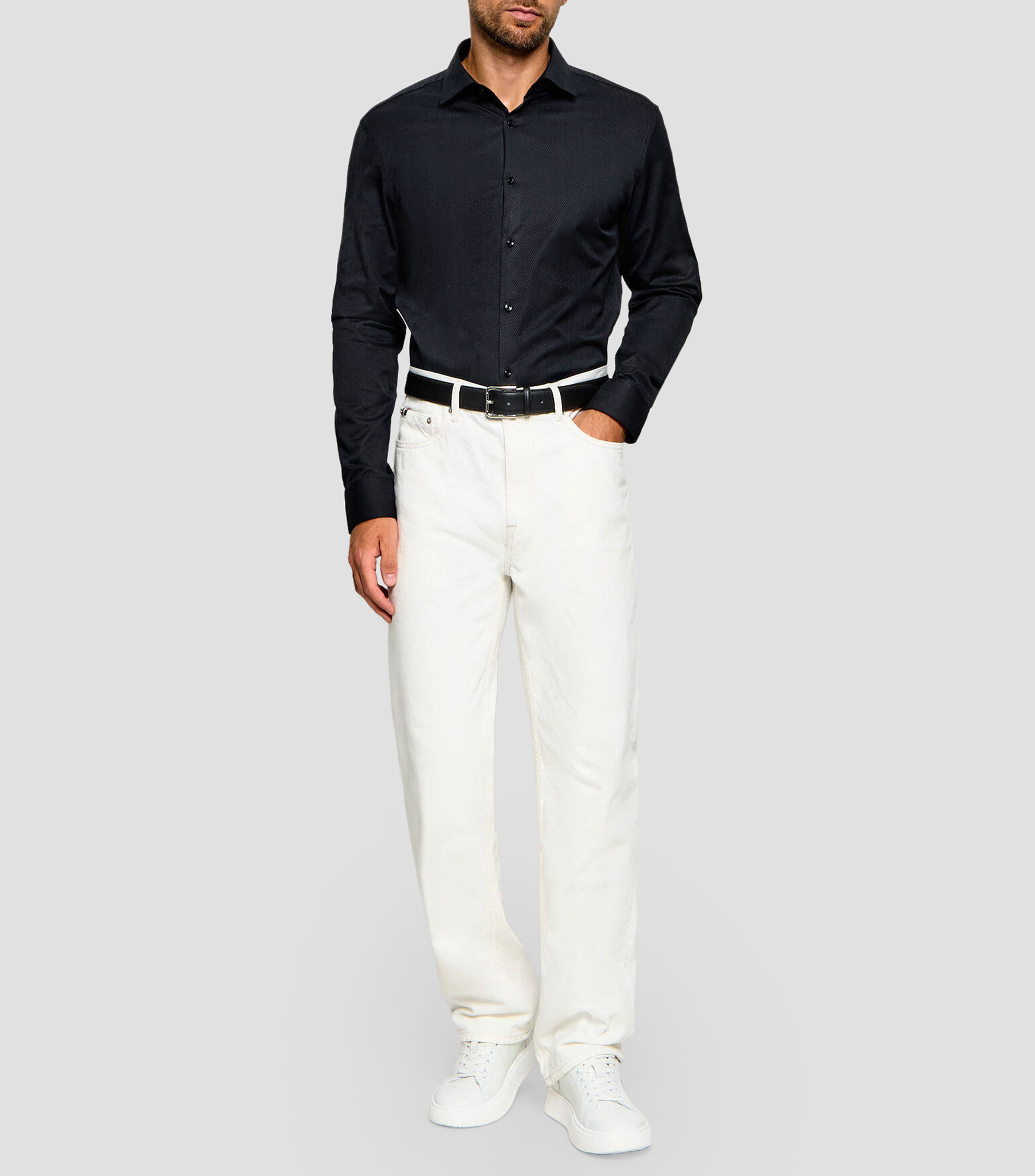 Camisa microdiseño manga larga Hombre