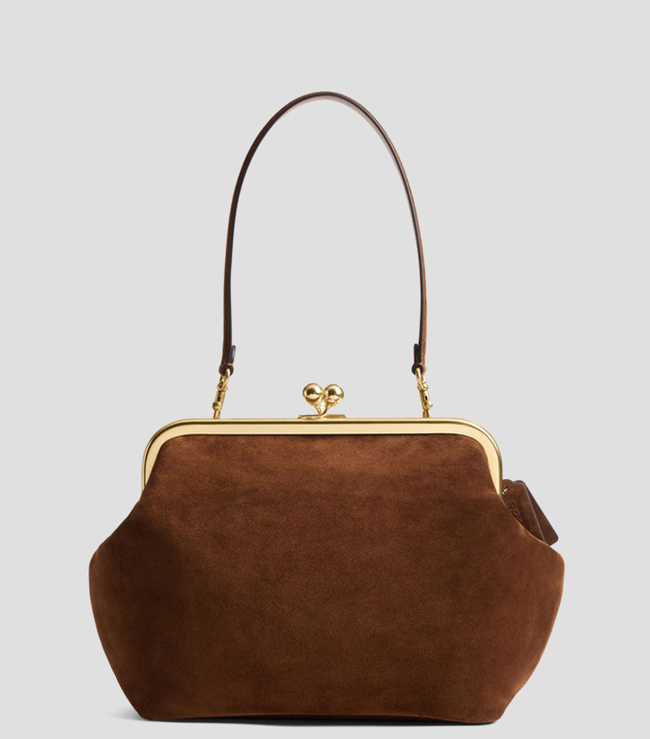 Bolsa shoulder café en piel Kisslock lisa Mujer