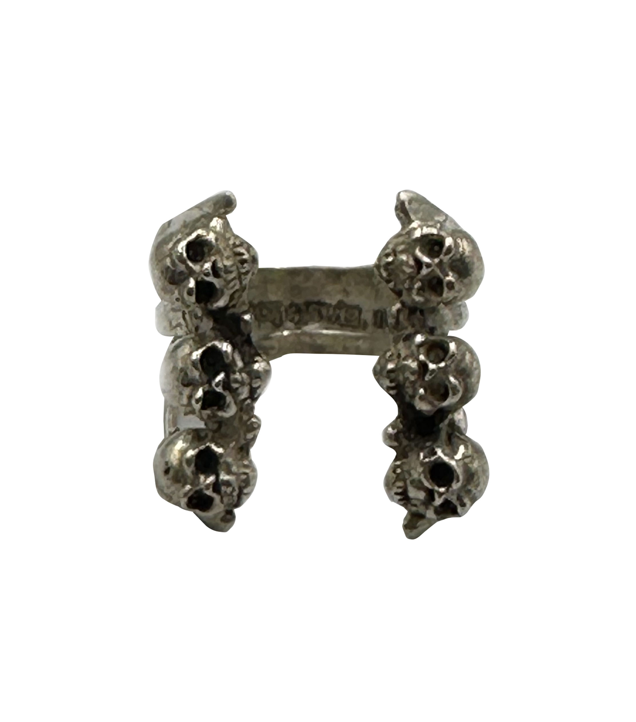 Anillo abierto en plata .925 con calaveras Hombre