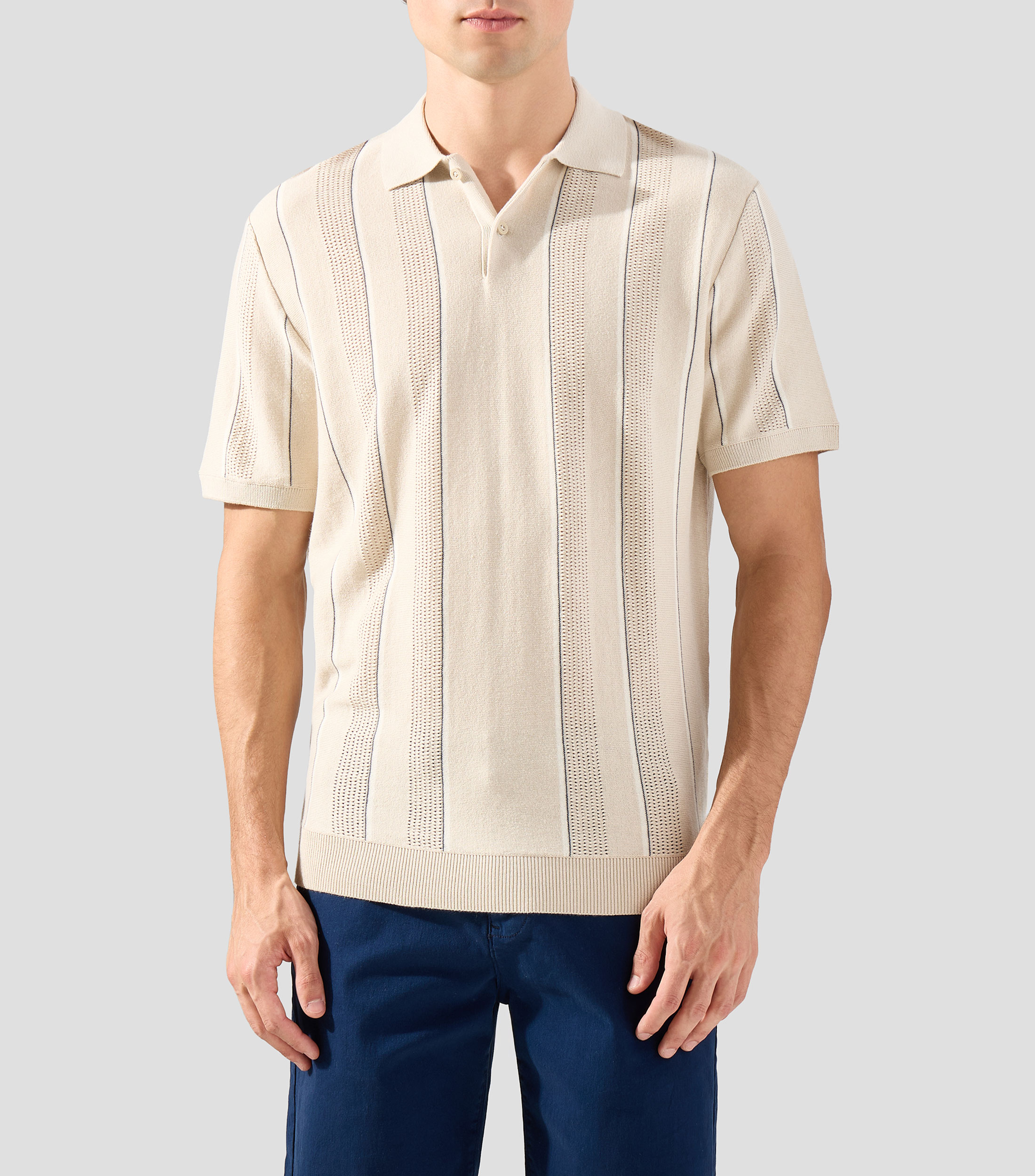 Playera tipo polo manga corta de rayas Hombre