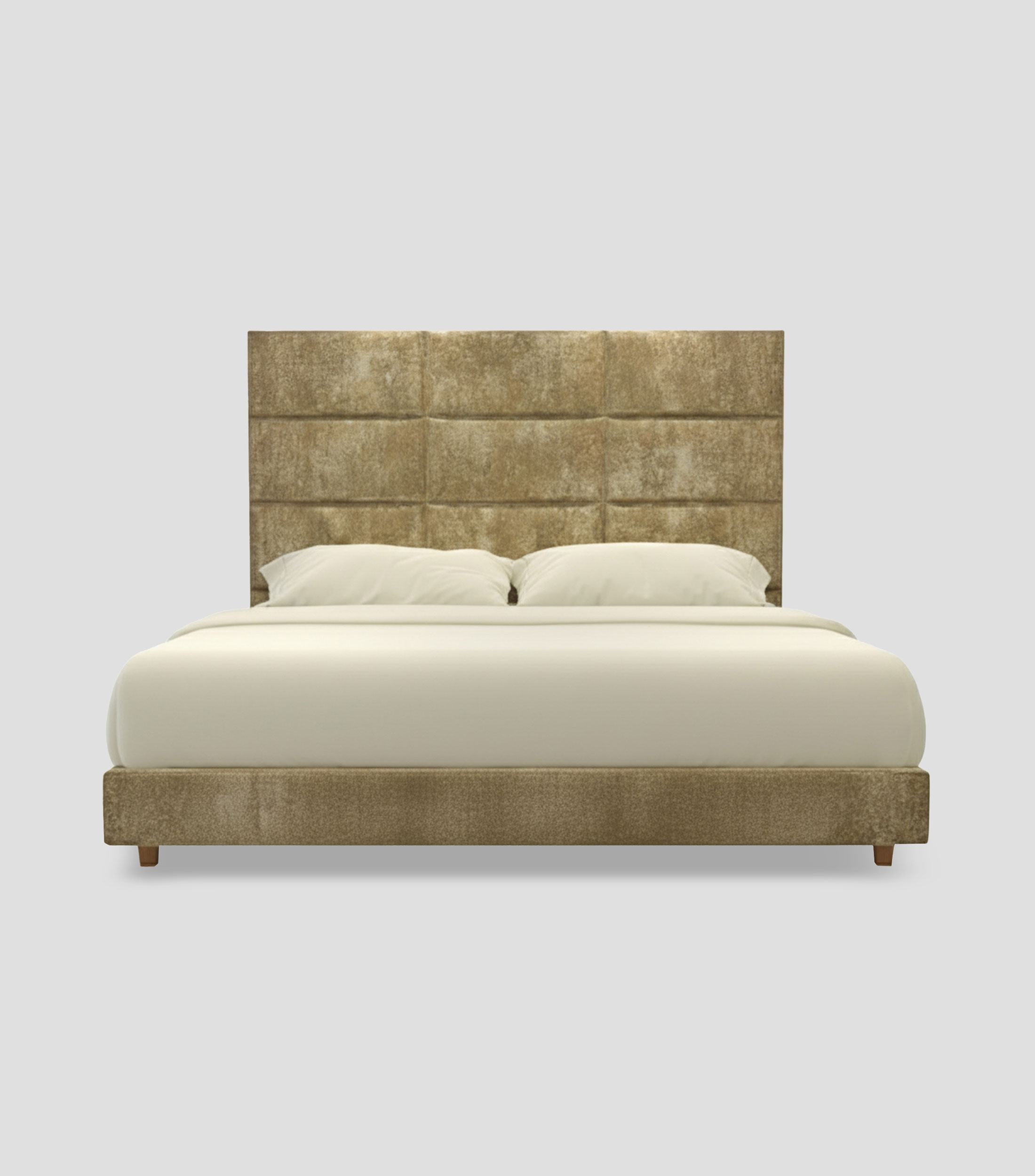 Cama King Size Oxide Suede latte en madera