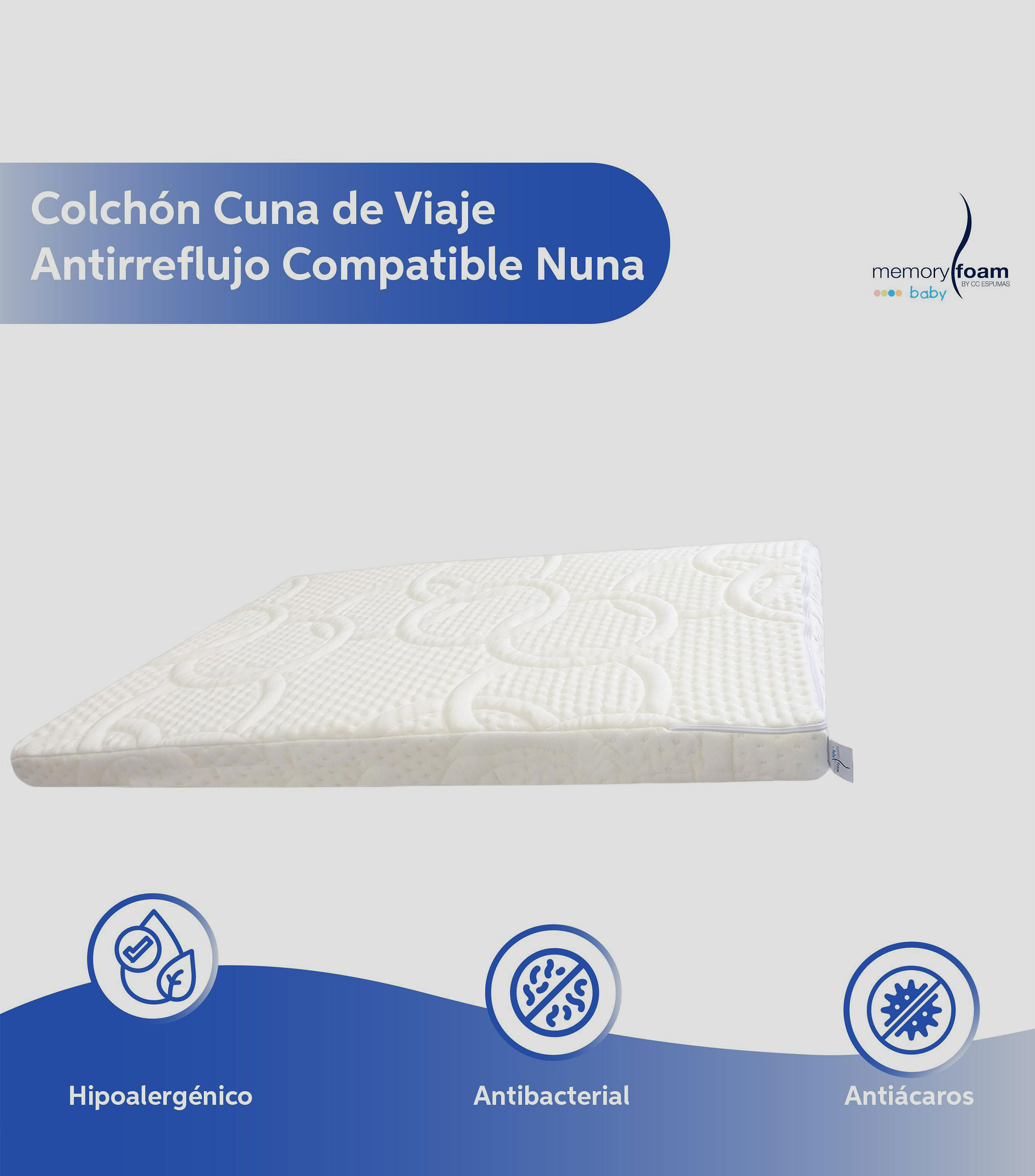 Colchón para cuna de viaje Antirreflujo Nuna Bebé