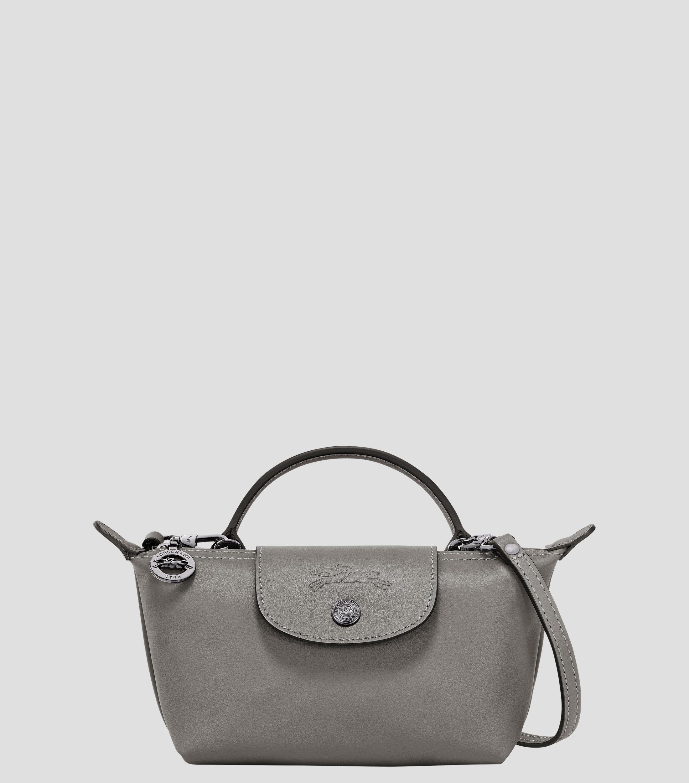 Bolso Clutch en piel de vaqueta gris Mujer
