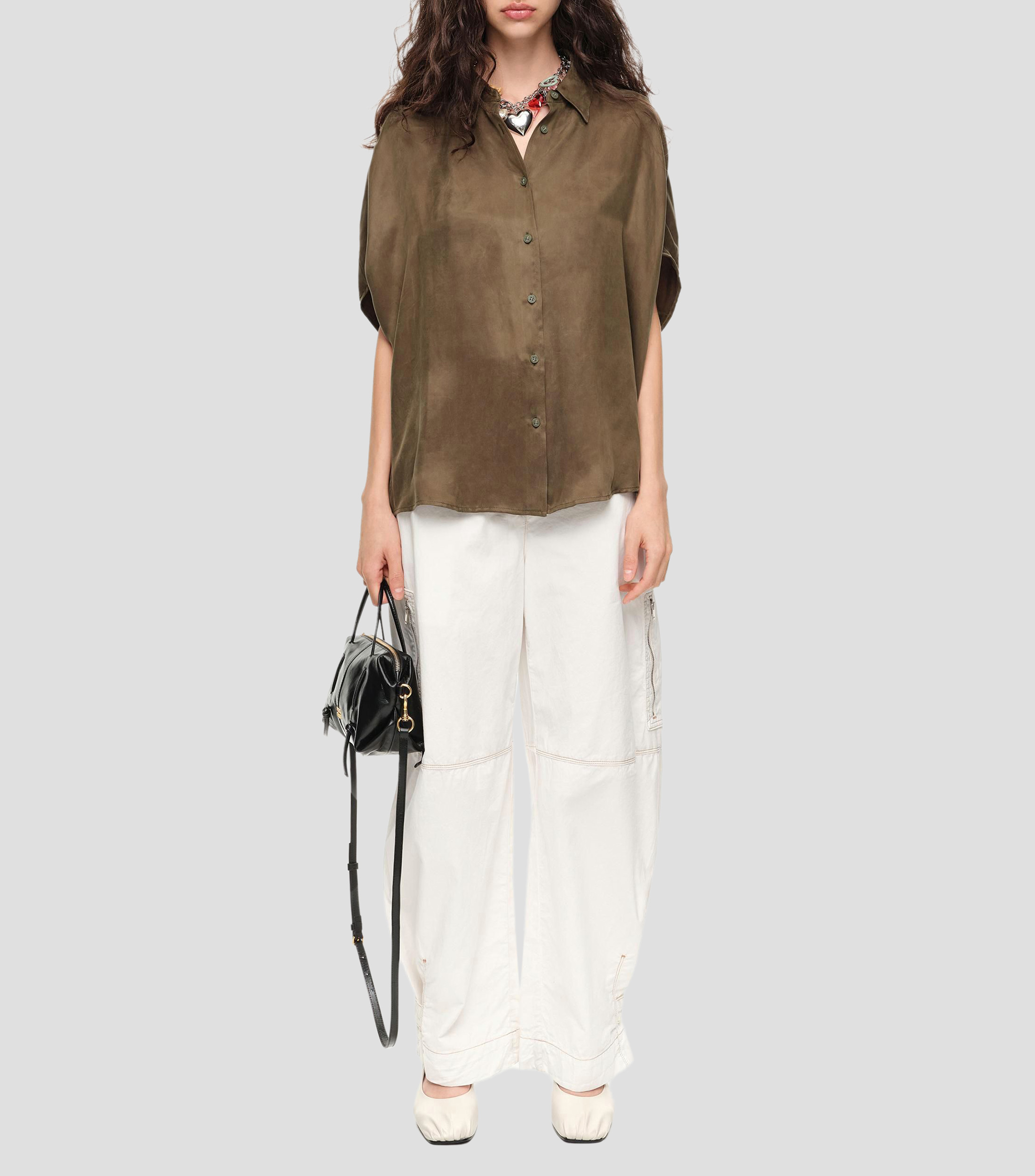 Blusa lisa manga corta Mujer
