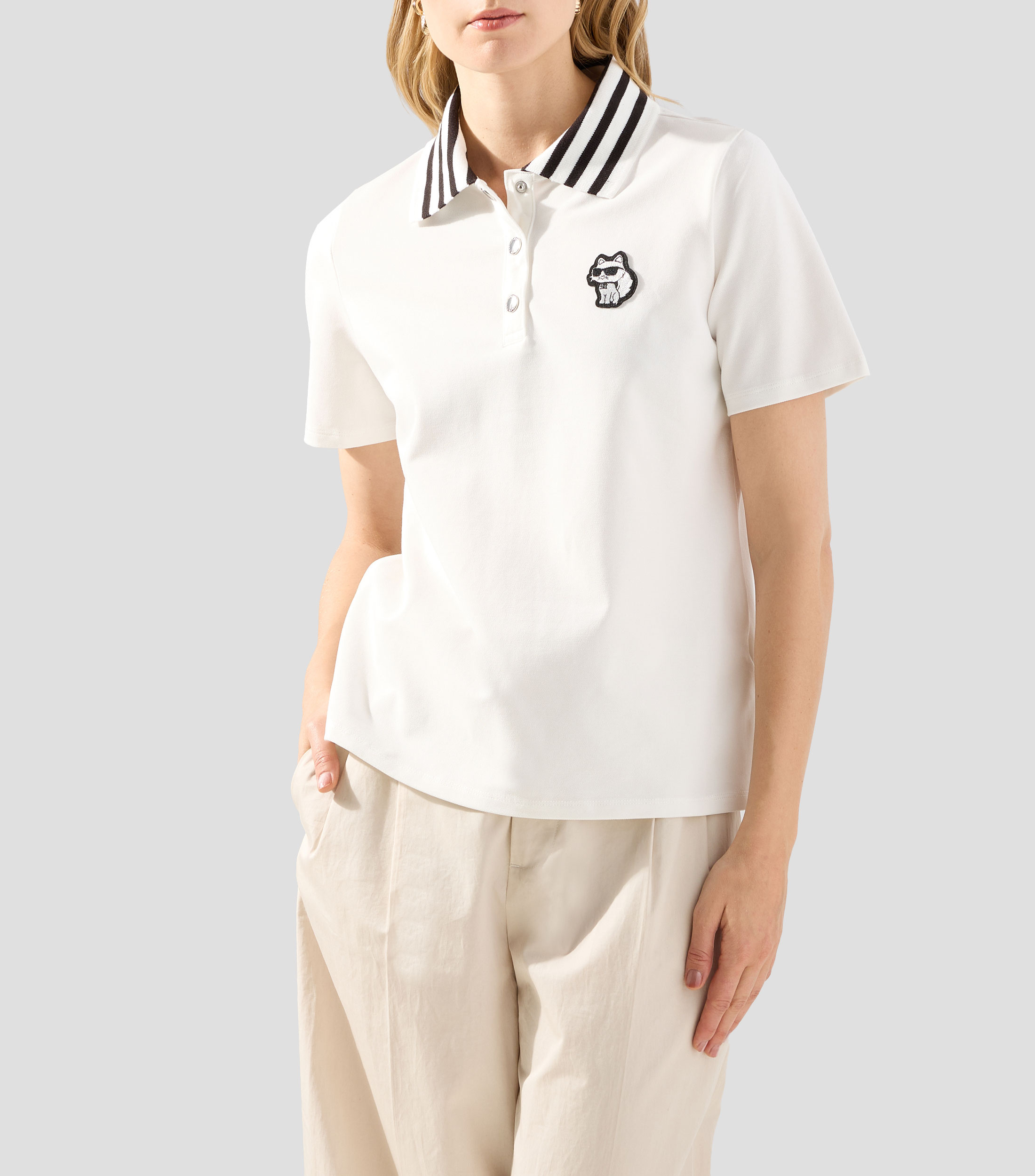 Playera tipo polo manga corta sólida Mujer
